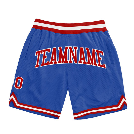 Custom Blue Red-White Authentic Throwback Basketball Shorts - Main View