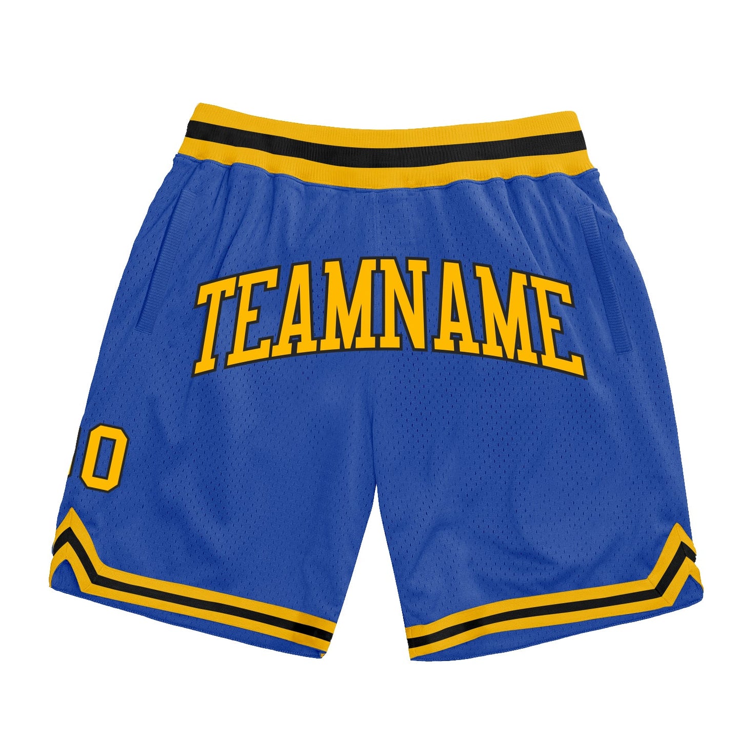 Custom Blue Gold-Black Authentic Throwback Basketball Shorts - Main View