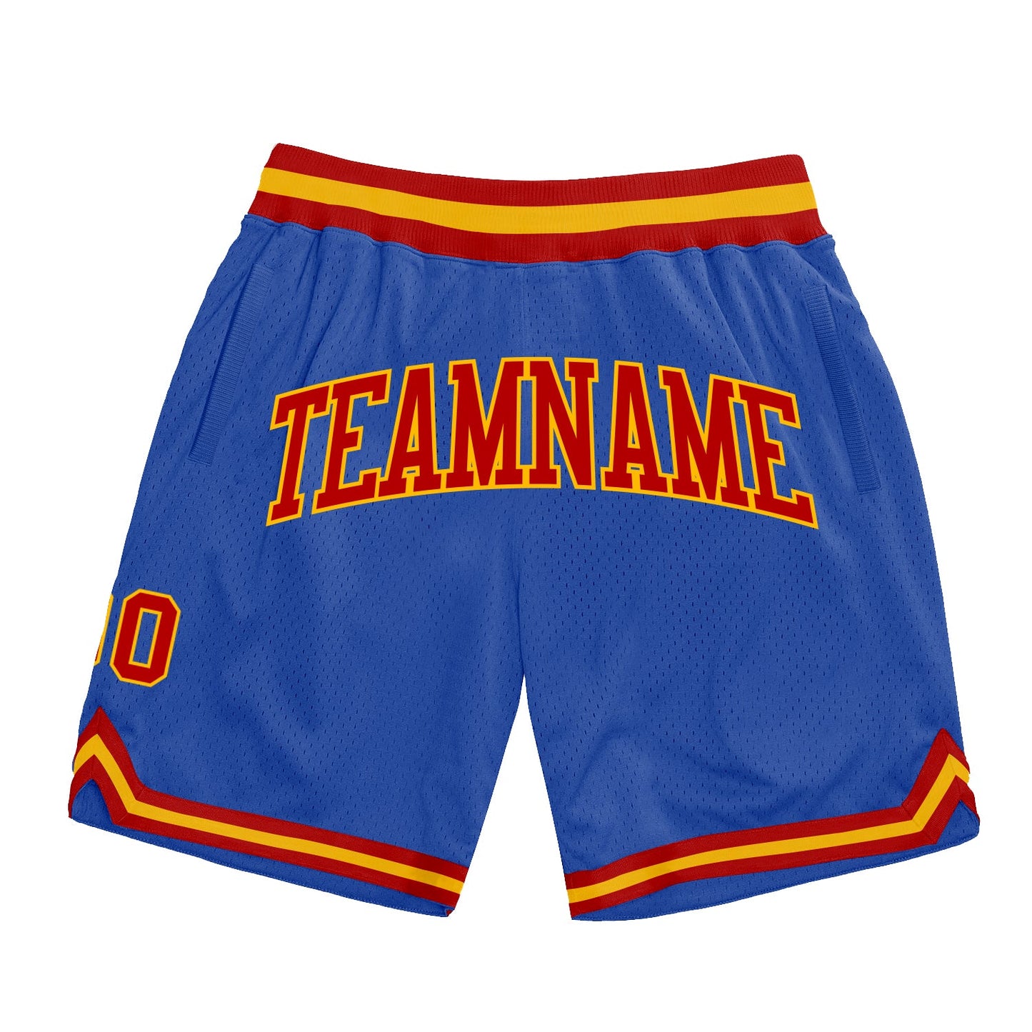 Custom Blue Red-Gold Authentic Throwback Basketball Shorts - Main View
