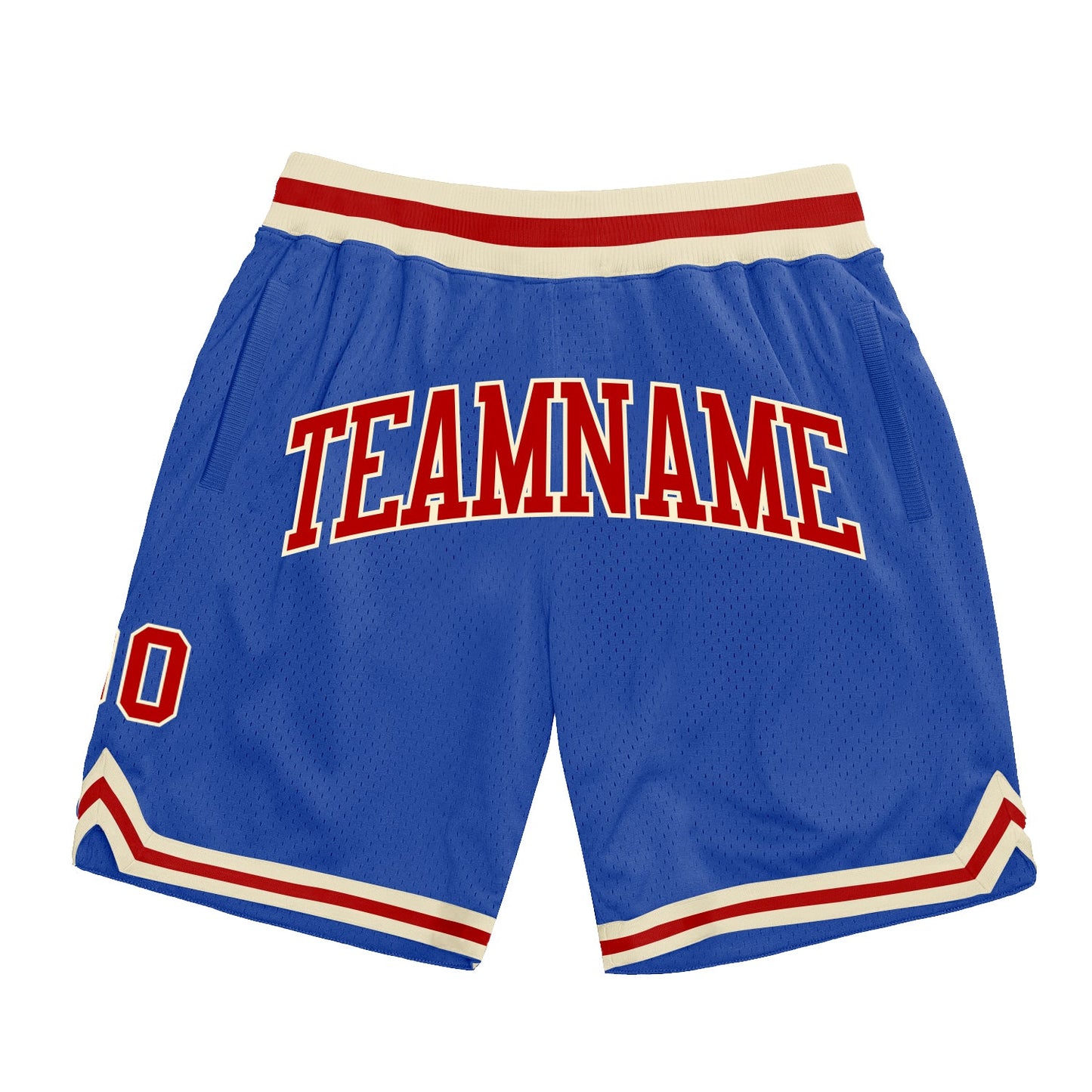 Custom Blue Red-Cream Authentic Throwback Basketball Shorts - Main View