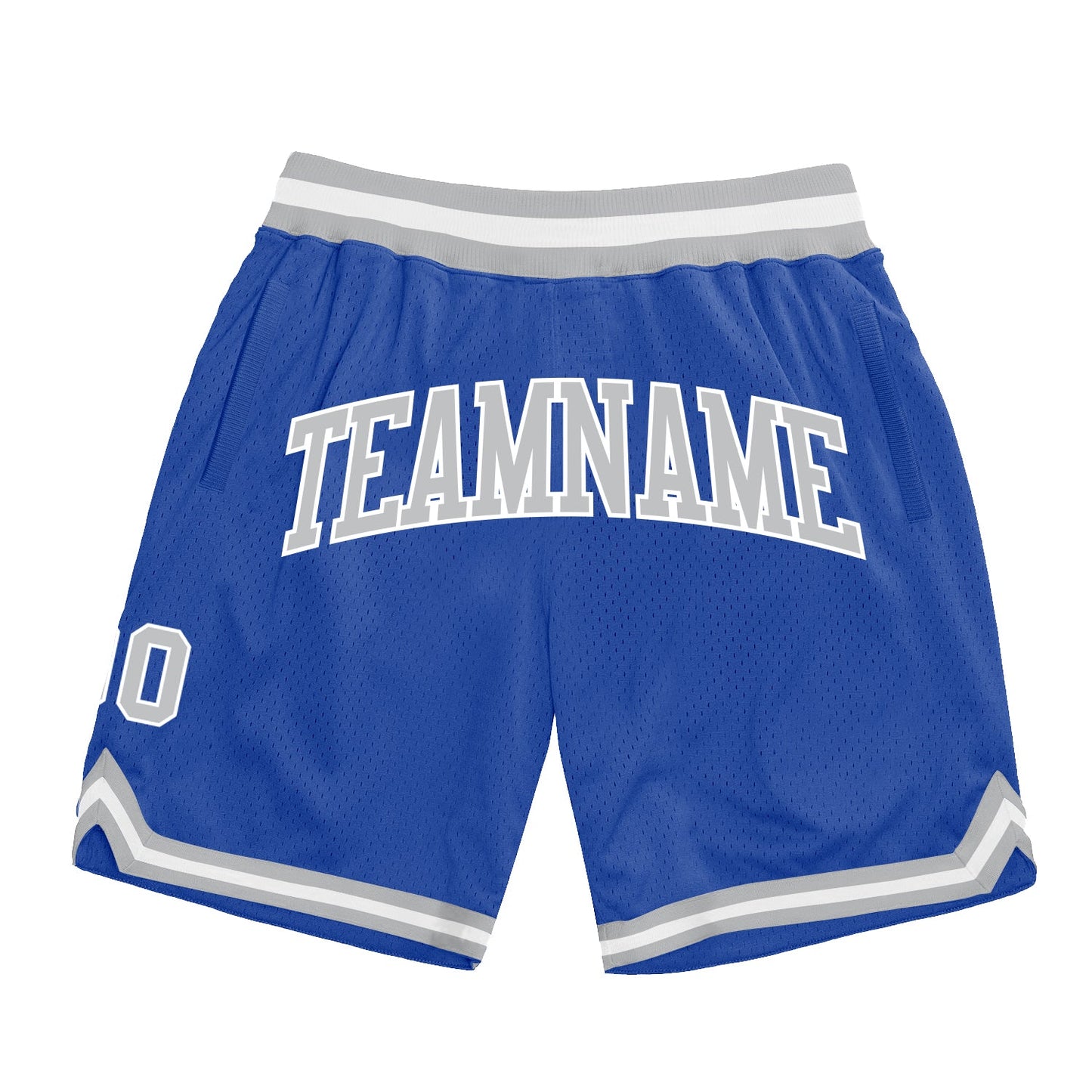 Custom Blue Gray-White Authentic Throwback Basketball Shorts - Main View