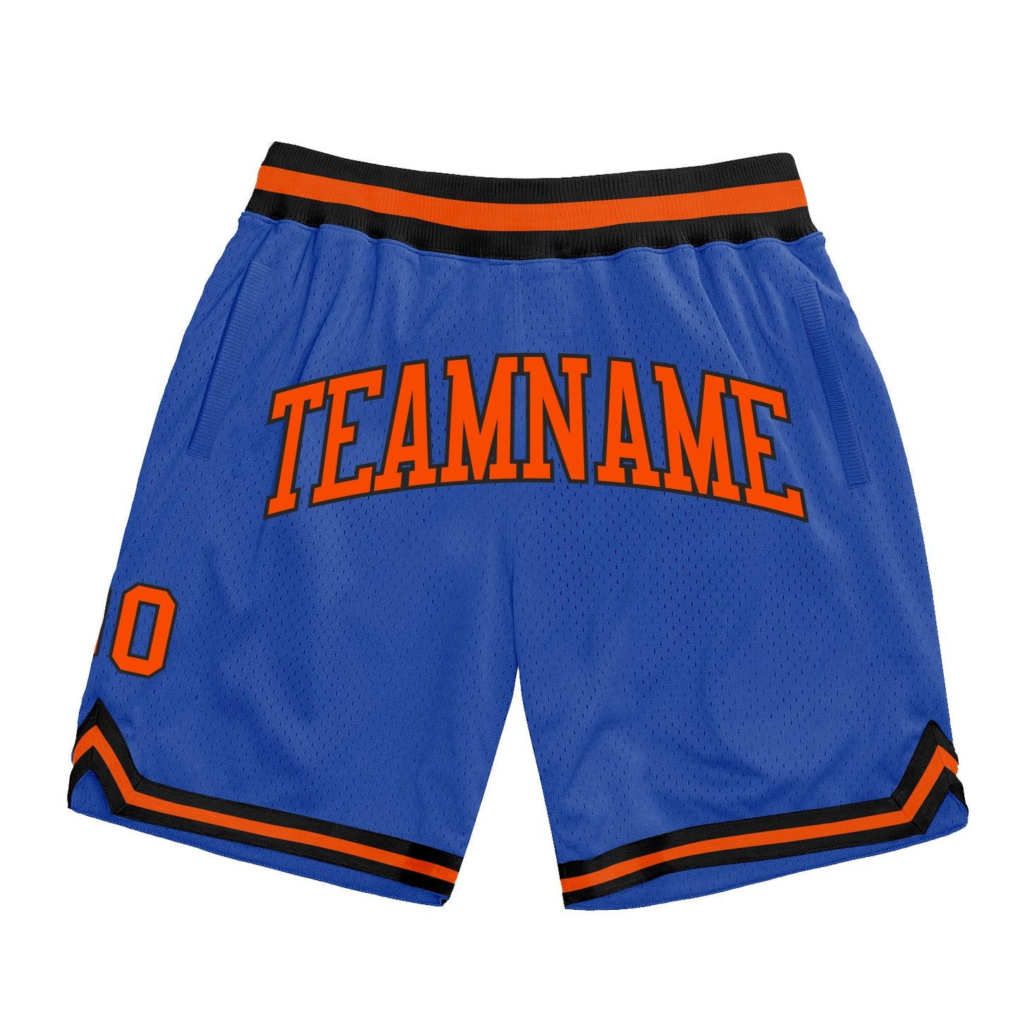Custom Blue Orange-Black Authentic Throwback Basketball Shorts - Main View