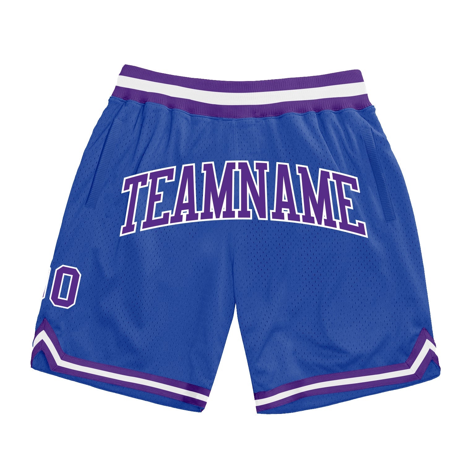 Custom Blue Purple-White Authentic Throwback Basketball Shorts - Main View