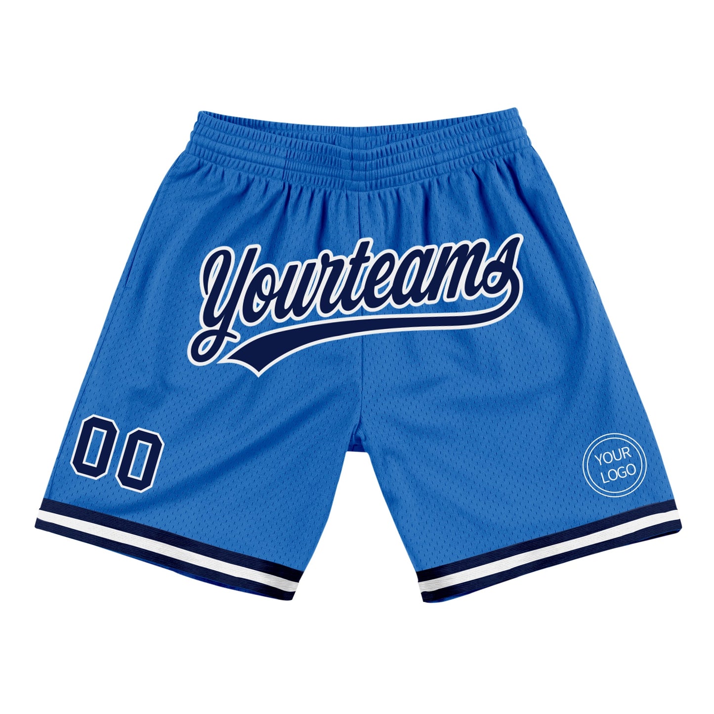 Custom Blue Navy-White Authentic Throwback Basketball Shorts - Main View