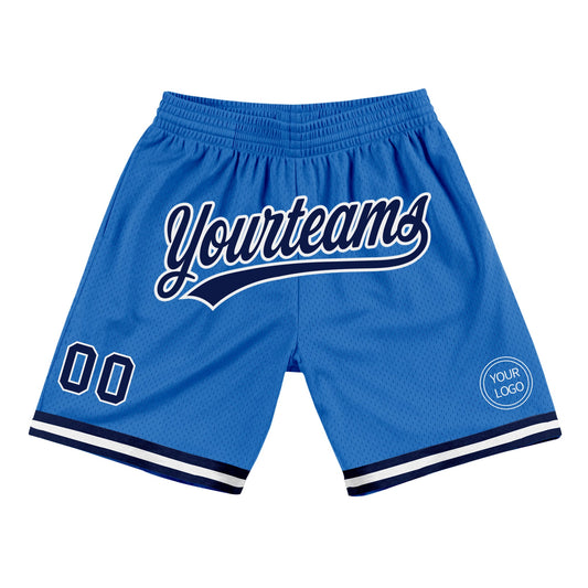 Custom Blue Navy-White Authentic Throwback Basketball Shorts - Main View