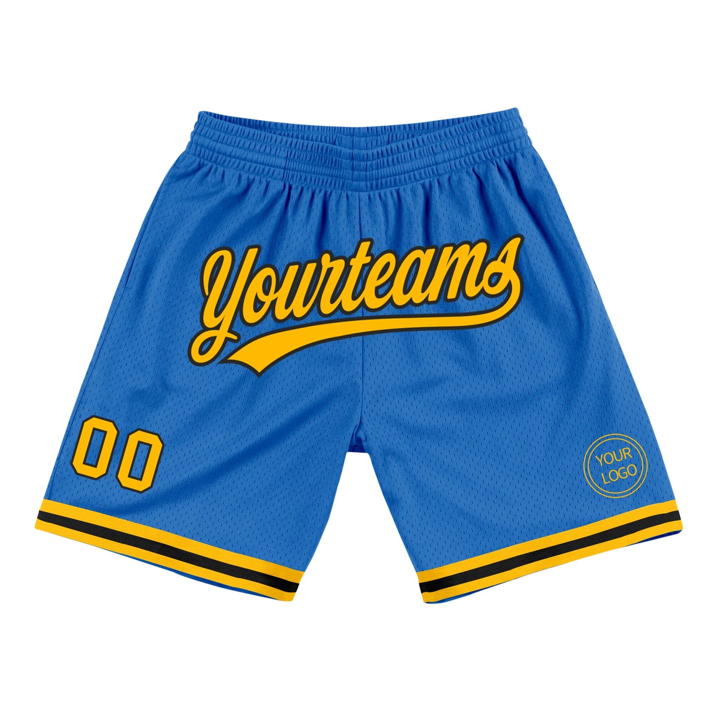 Custom Blue Gold-Black Authentic Throwback Basketball Shorts - Main View