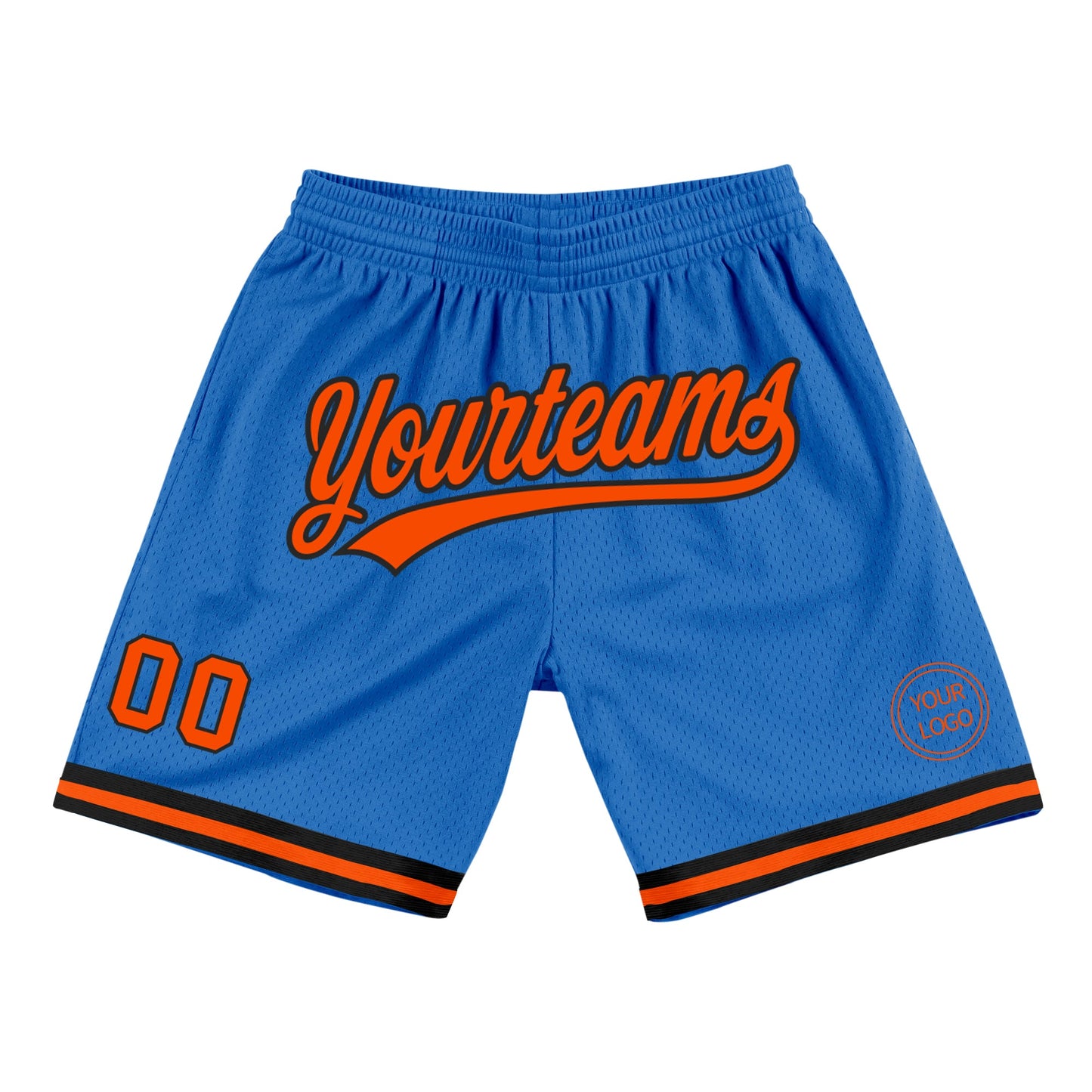 Custom Blue Orange-Black Authentic Throwback Basketball Shorts - Main View