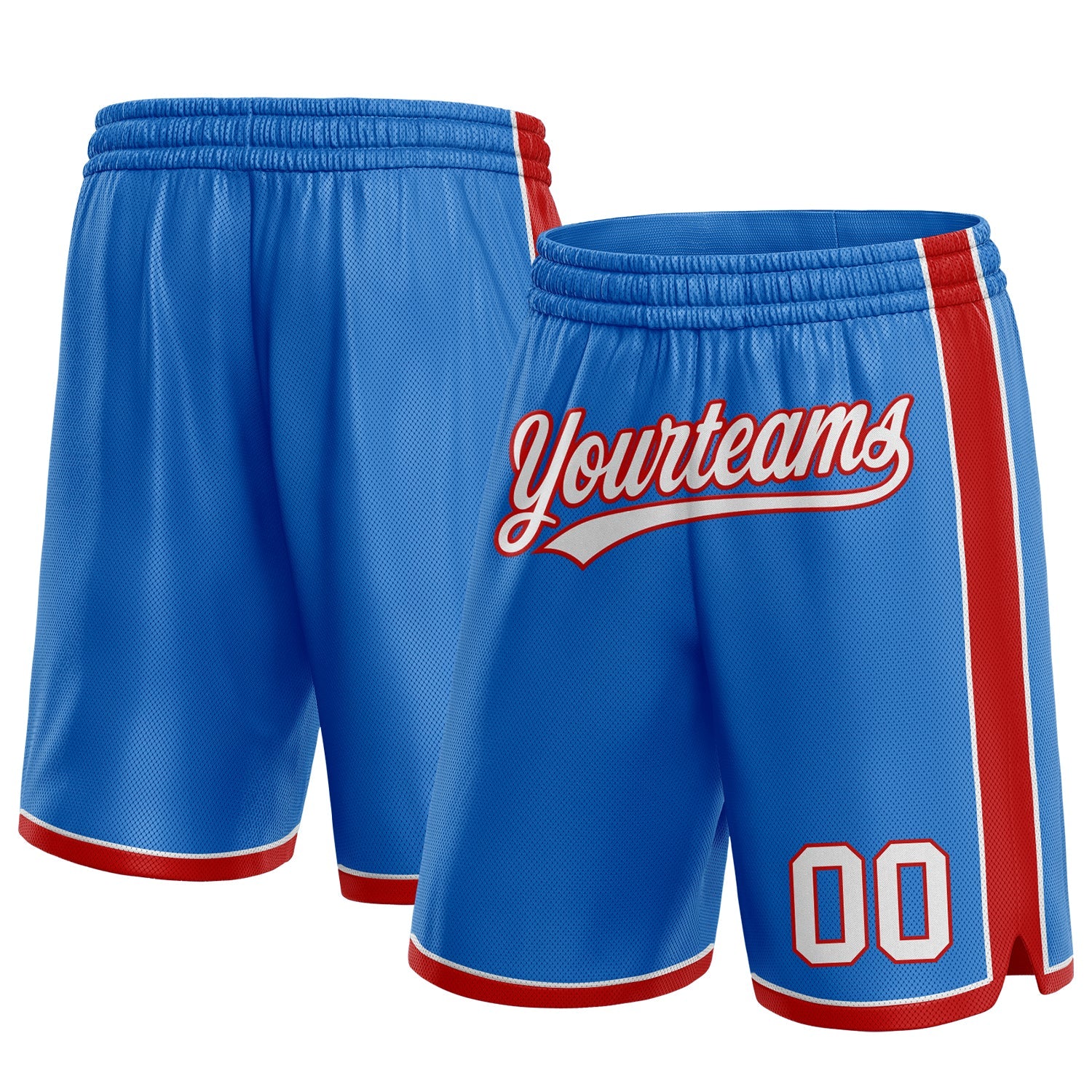 Custom Blue White-Red Authentic Basketball Shorts - Main View
