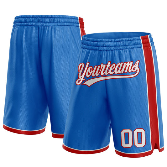 Custom Blue White-Red Authentic Basketball Shorts - Main View