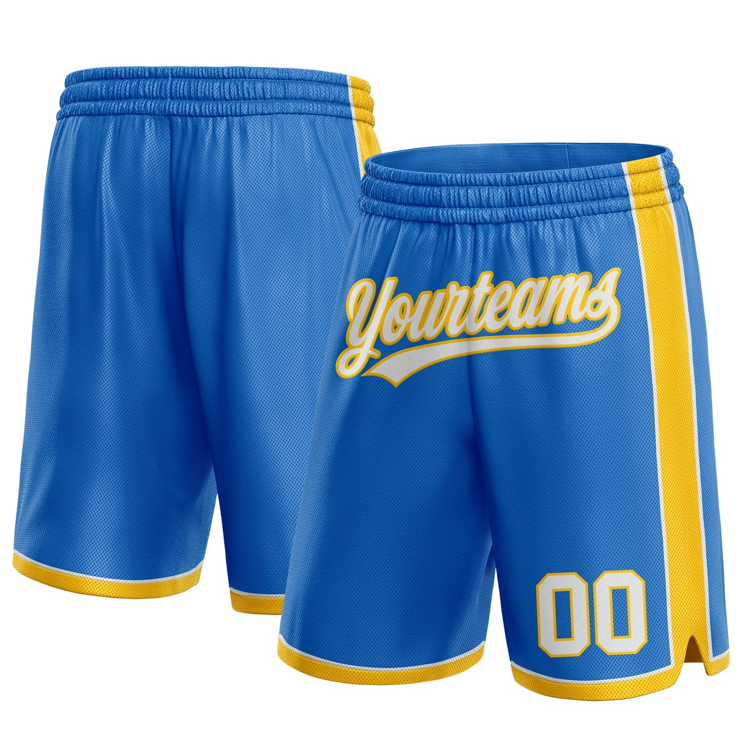 Custom Blue White-Yellow Authentic Basketball Shorts - Main View