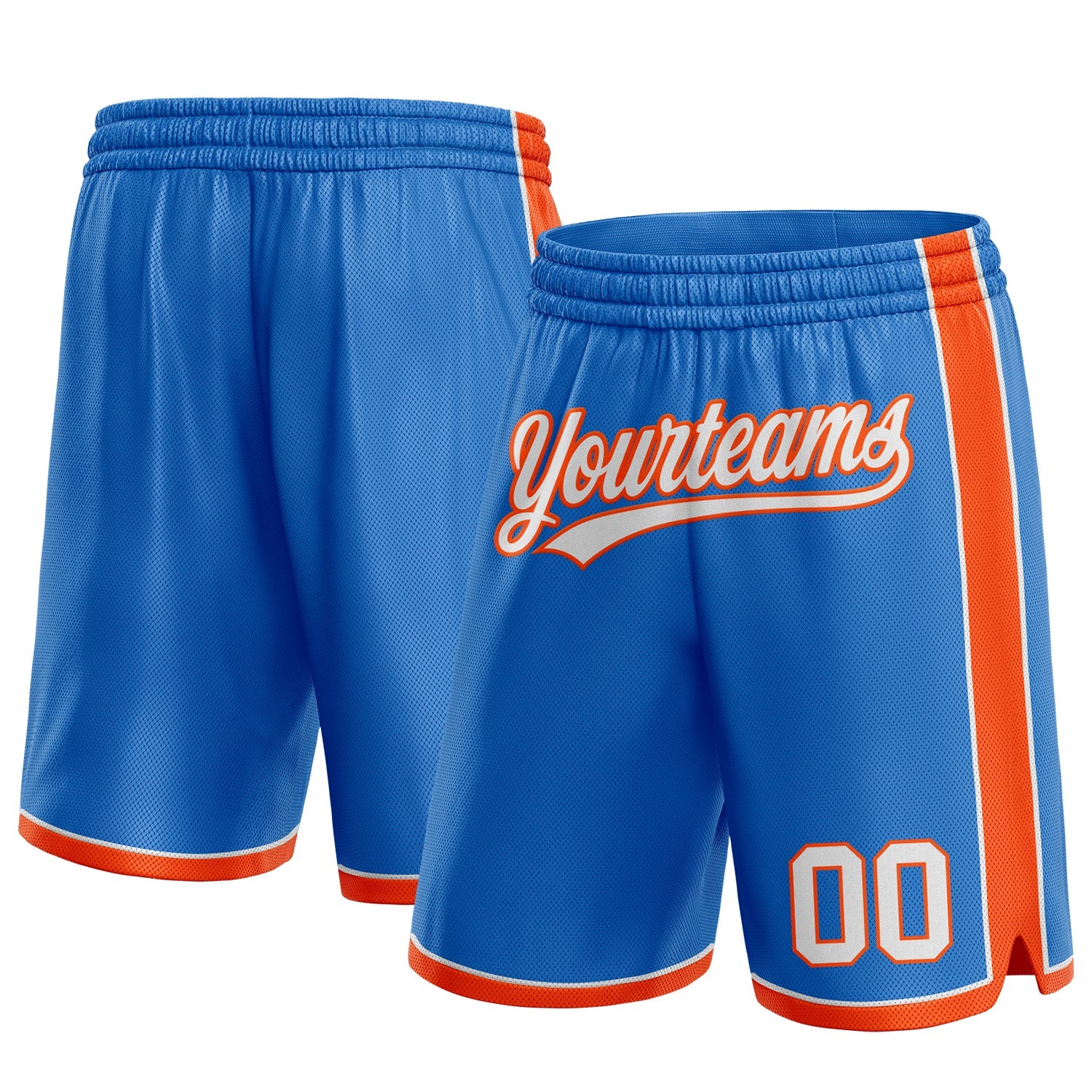 Custom Blue White-Orange Authentic Basketball Shorts - Main View