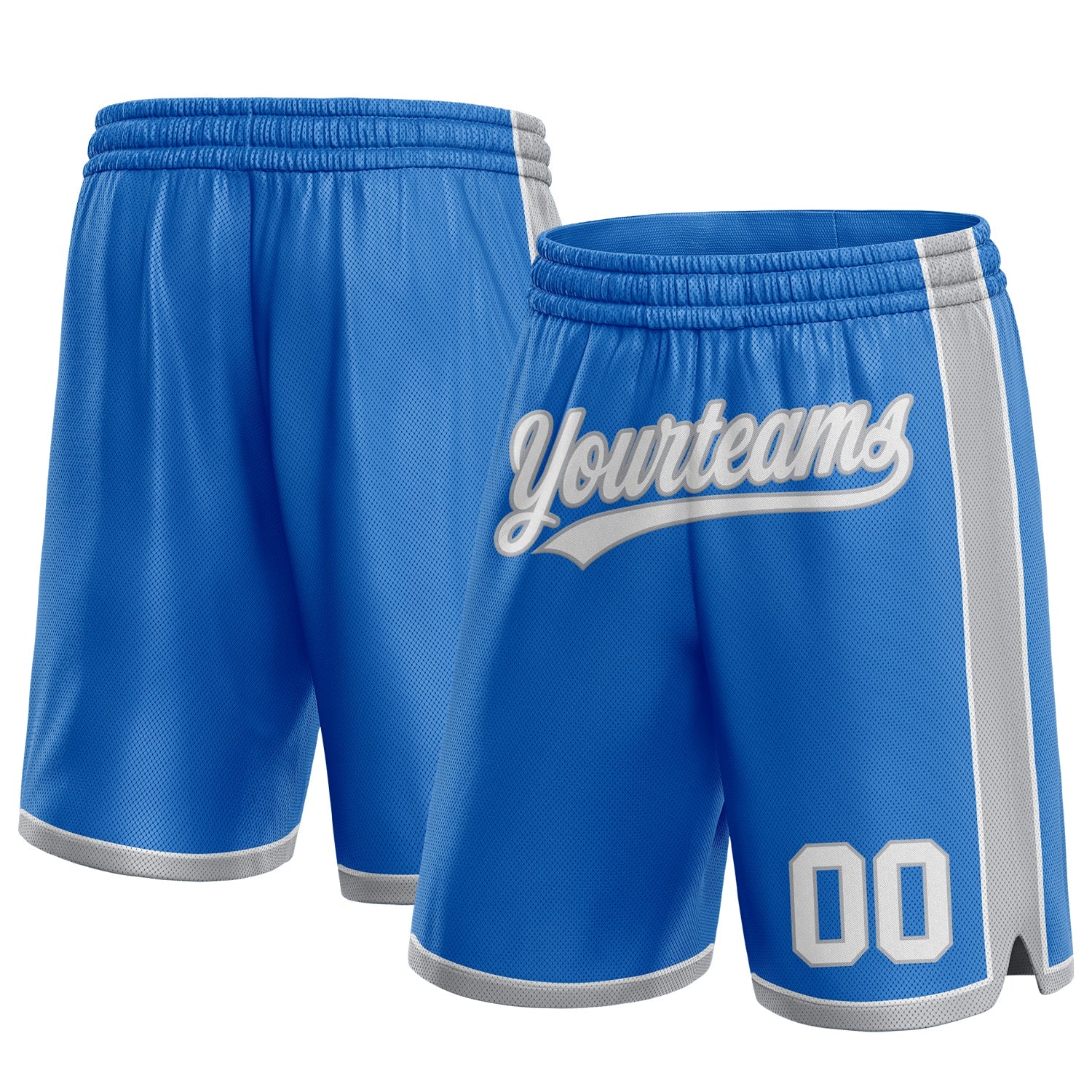 Custom Blue White-Gray Authentic Basketball Shorts - Main View