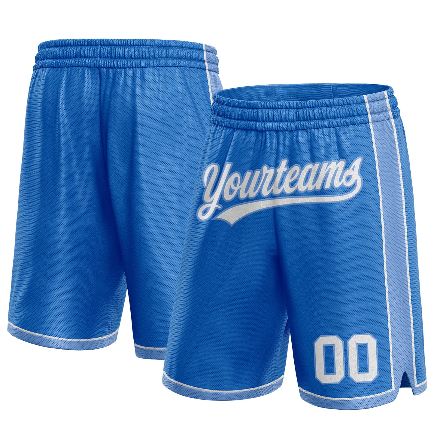Custom Blue White-Light Blue Authentic Basketball Shorts - Main View
