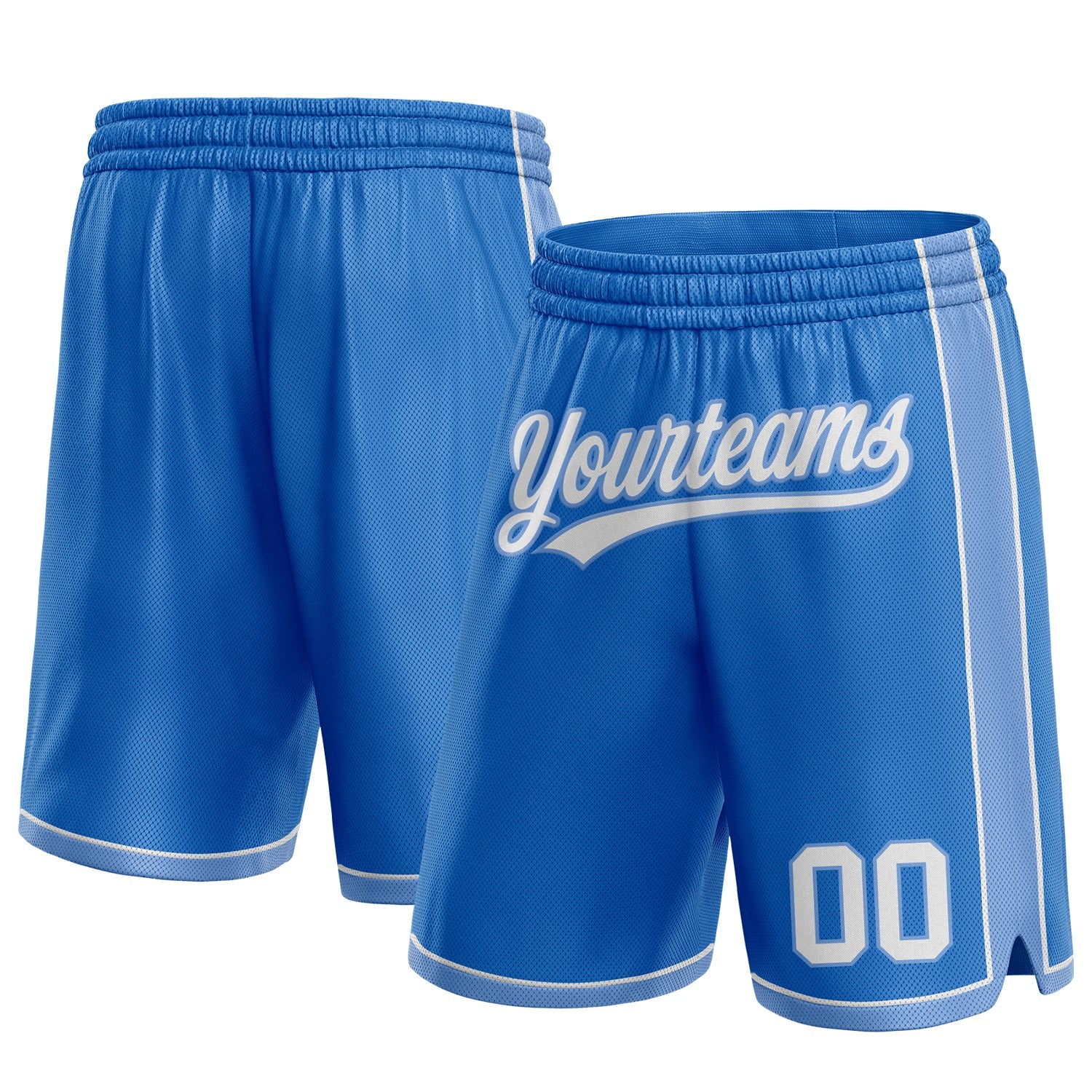 Custom Blue White-Light Blue Authentic Basketball Shorts - Main View
