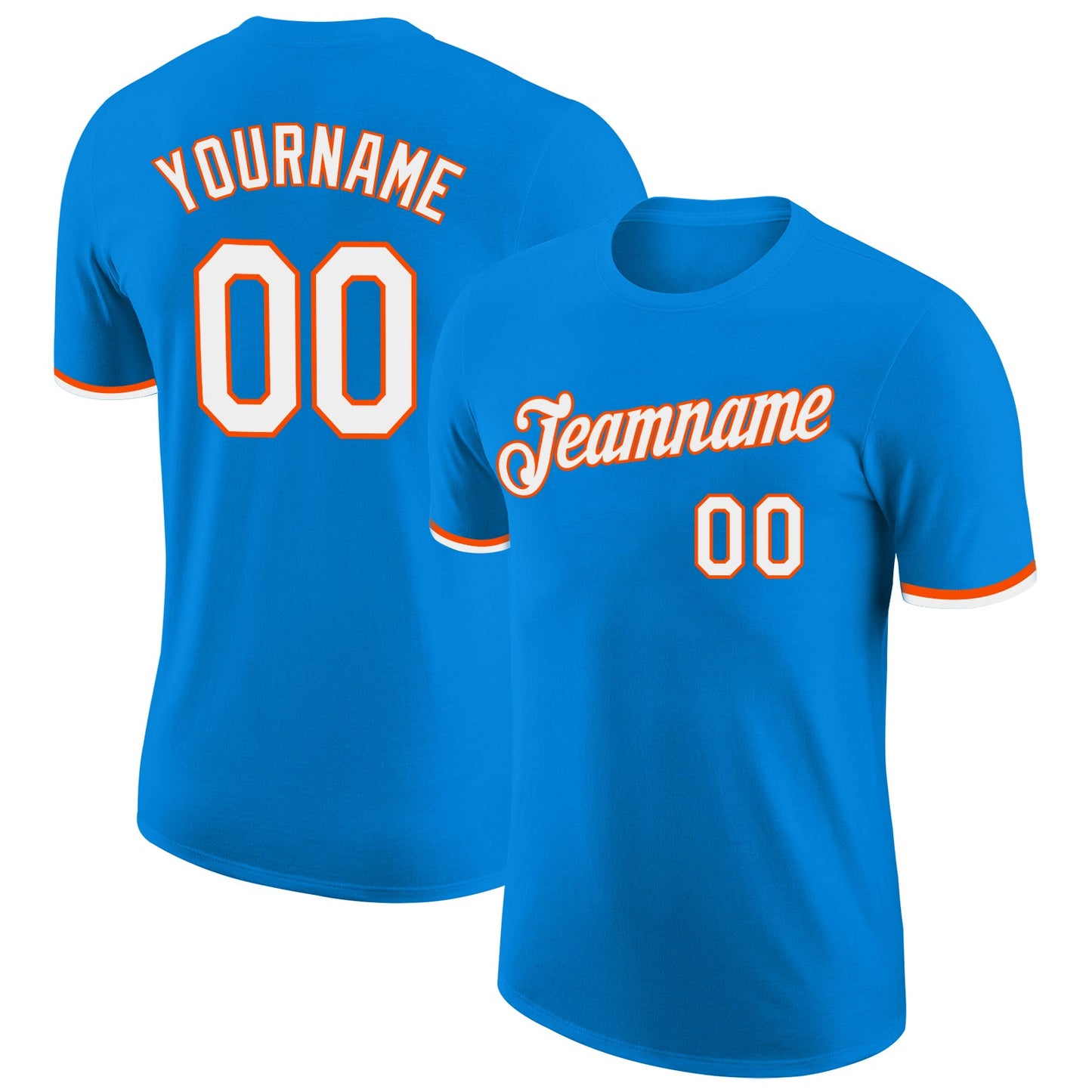 Custom Blue White-Orange Performance T-Shirt - Main View