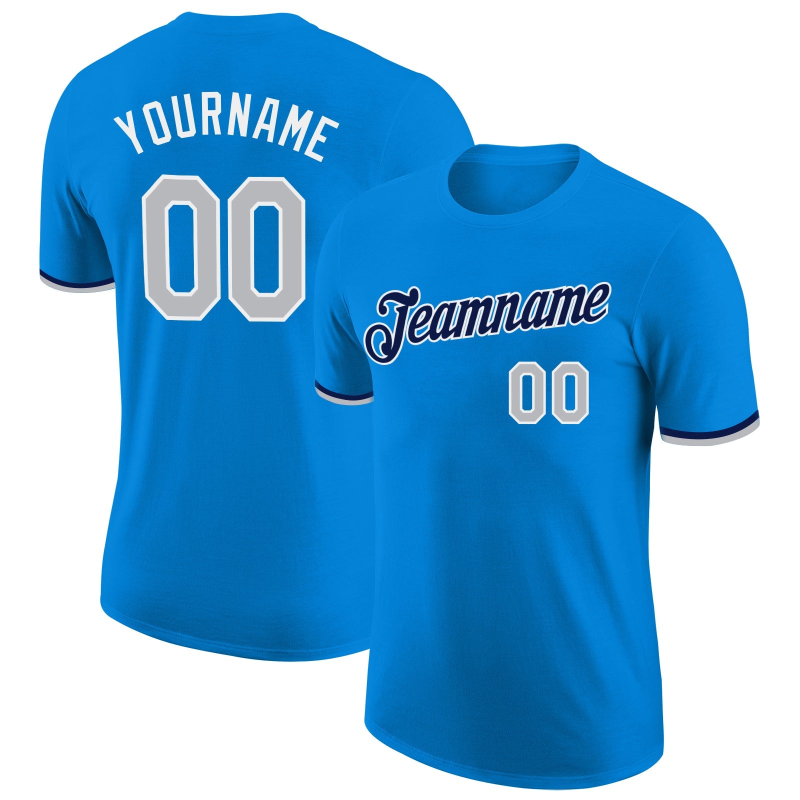 Custom Blue Gray-Navy Performance T-Shirt - Main View