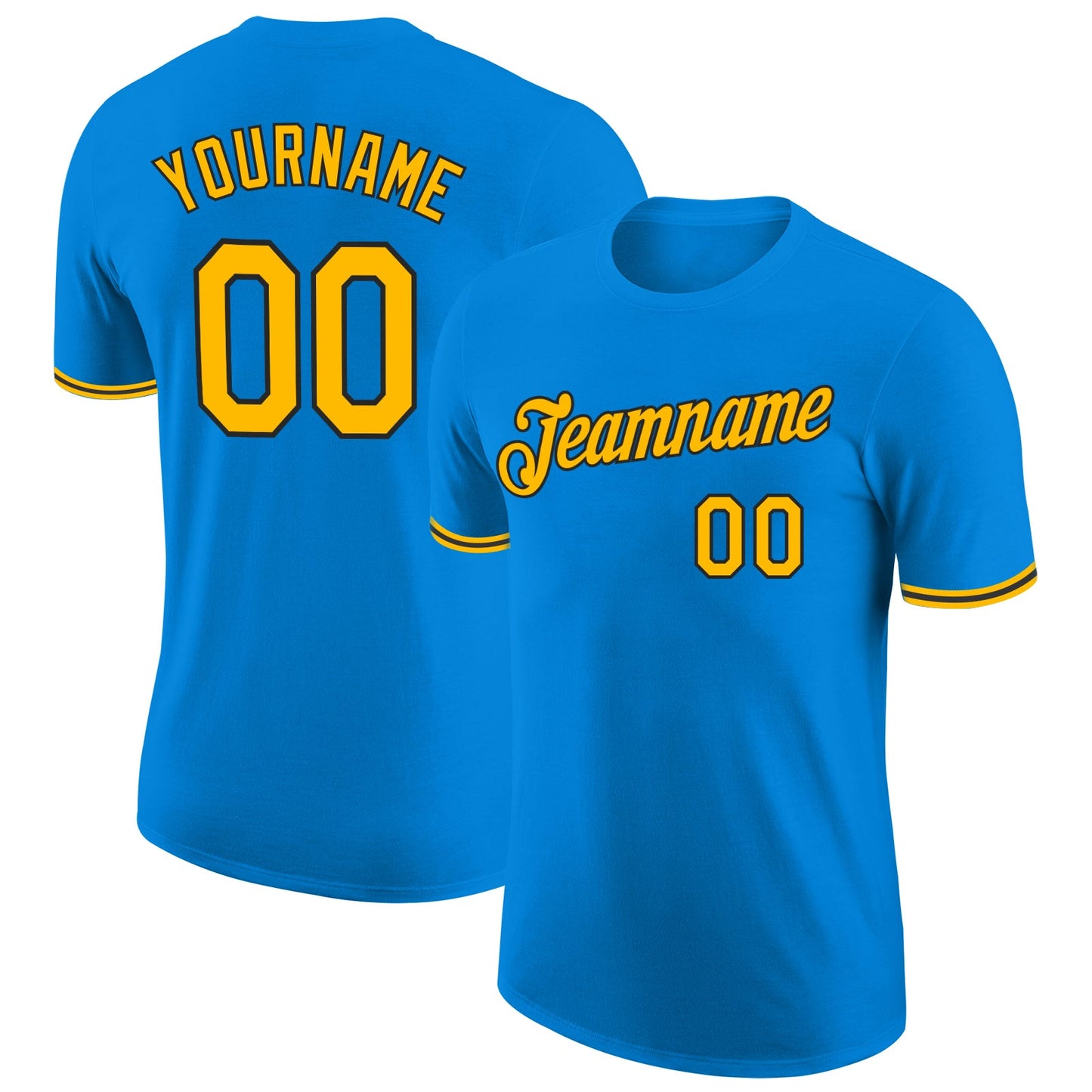 Custom Blue Gold-Black Performance T-Shirt - Main View