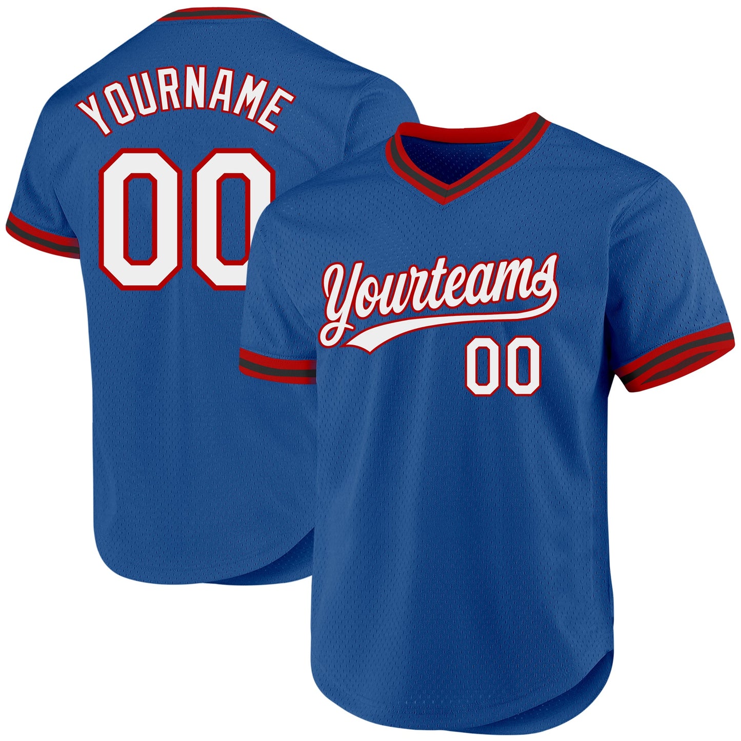 Custom Blue Red-Black Authentic Throwback Baseball Jersey - Main View