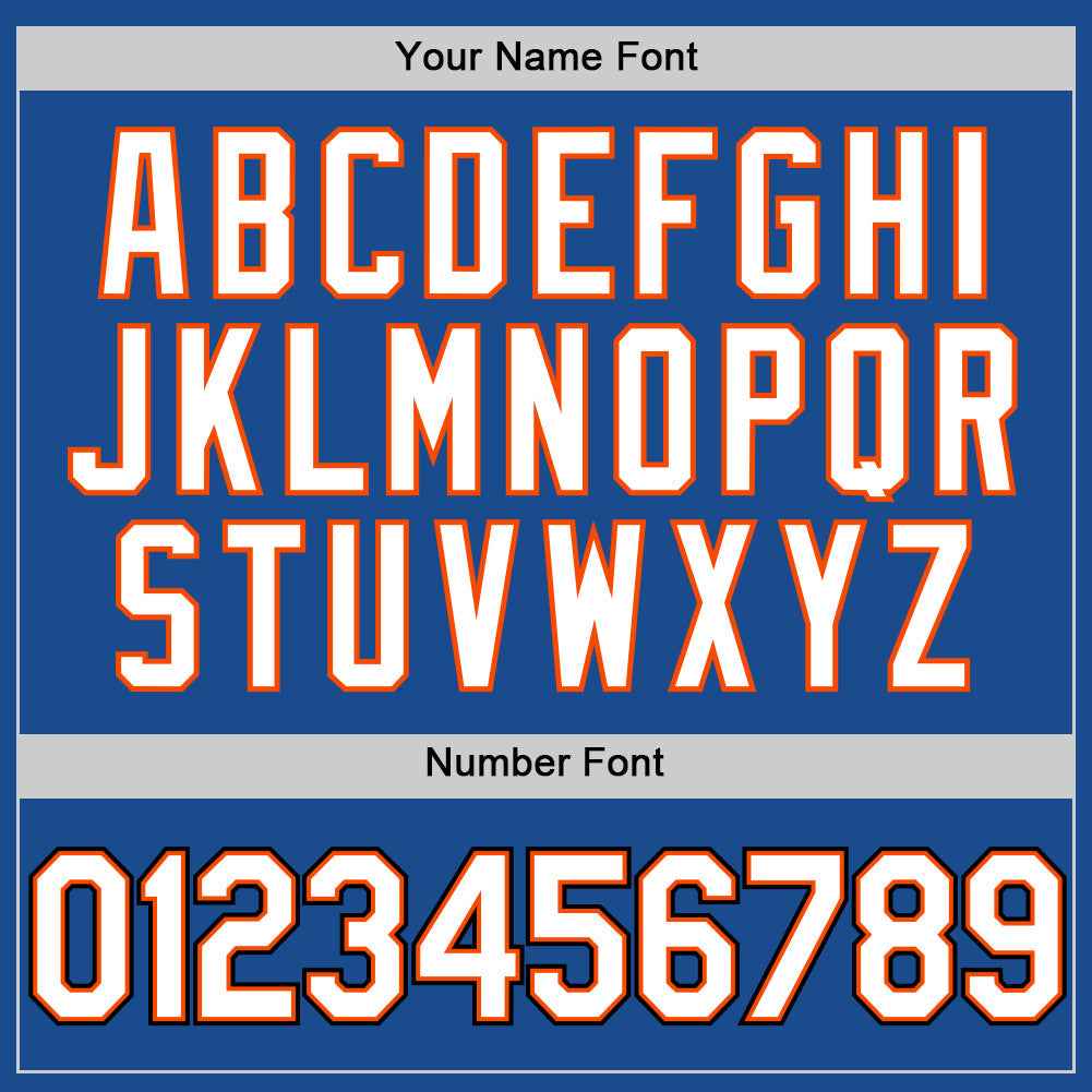 Custom Blue Orange-Black Authentic Throwback Baseball Jersey view 5
