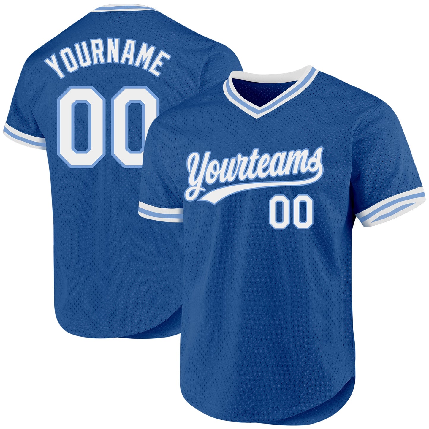 Custom Blue White-Light Blue Authentic Throwback Baseball Jersey - Main View