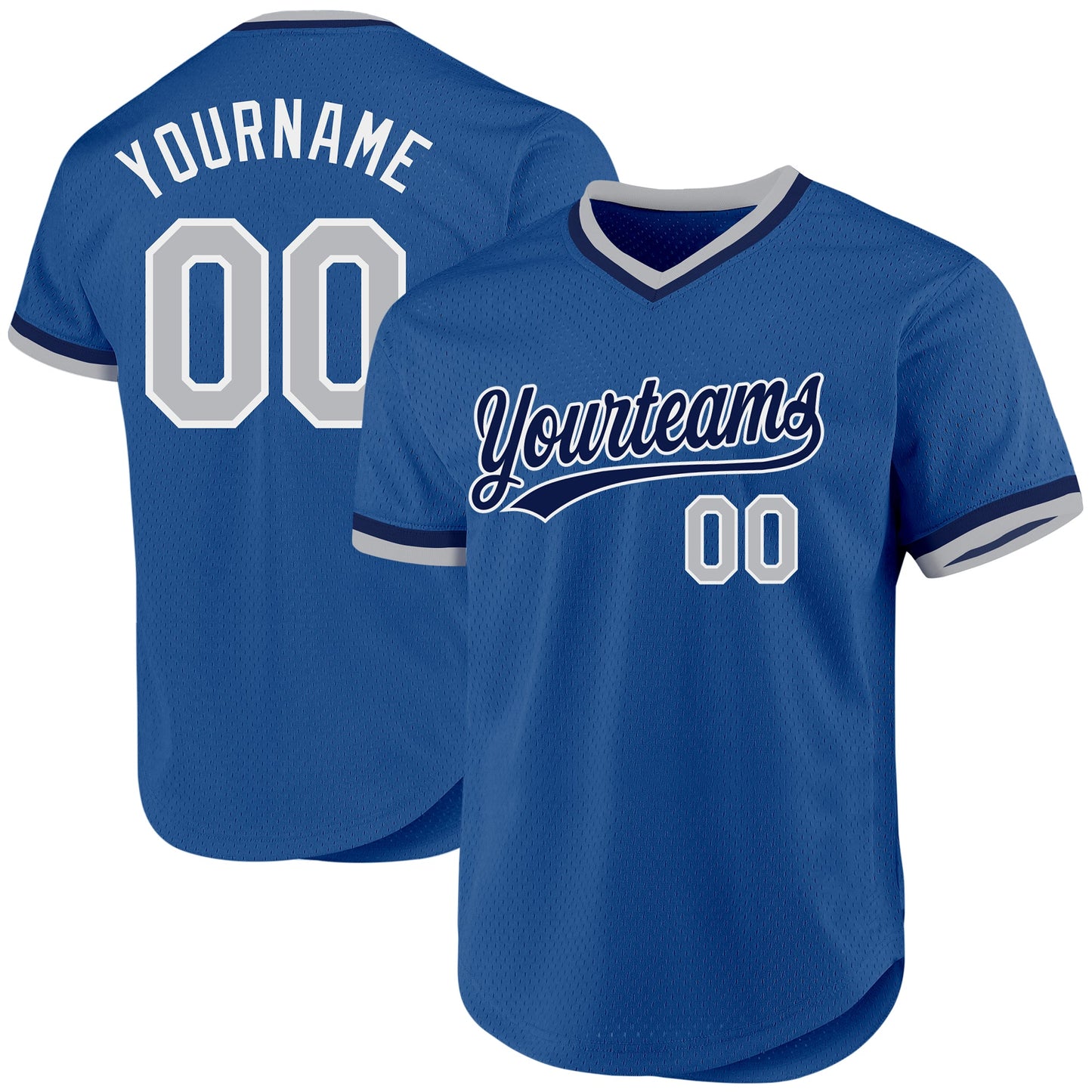 Custom Blue Gray Navy-White Authentic Throwback Baseball Jersey - Main View
