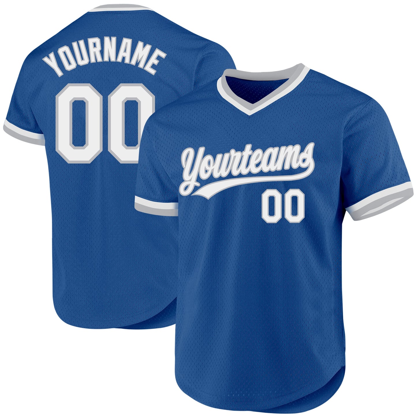 Custom Blue White-Gray Authentic Throwback Baseball Jersey - Main View