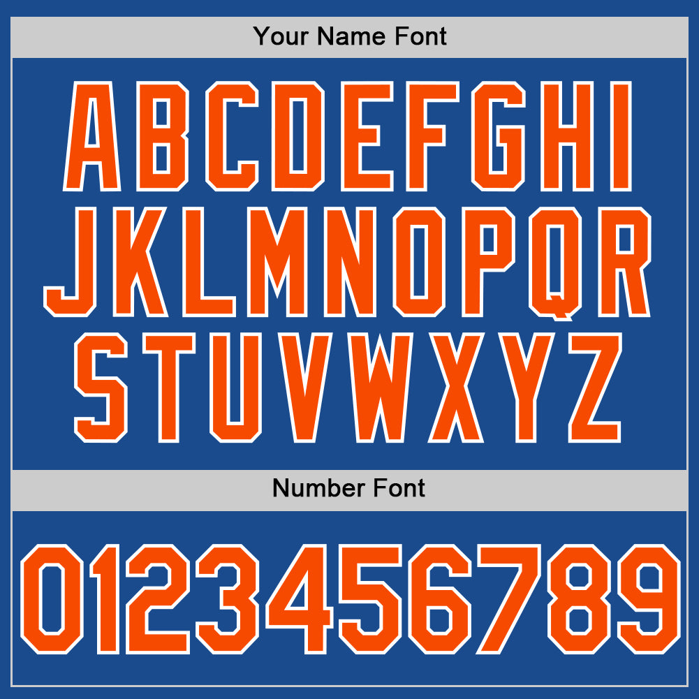 Custom Blue Orange-White Authentic Throwback Baseball Jersey view 5