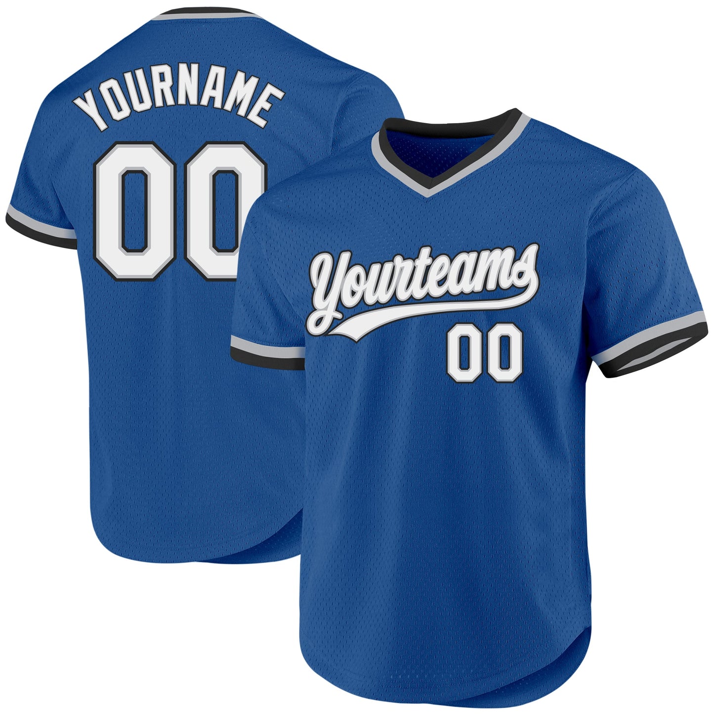 Custom Blue Gray-Black Authentic Throwback Baseball Jersey - Main View