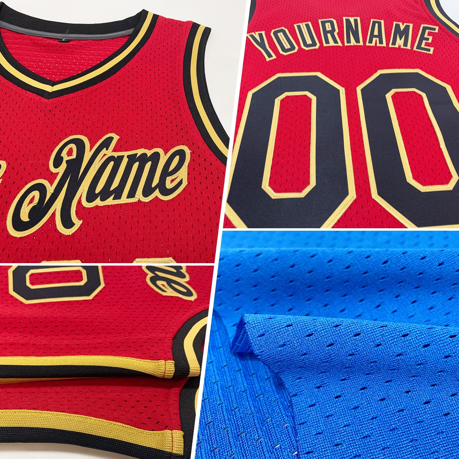 Custom Blue Navy-Gold Authentic Throwback Basketball Jersey view 2