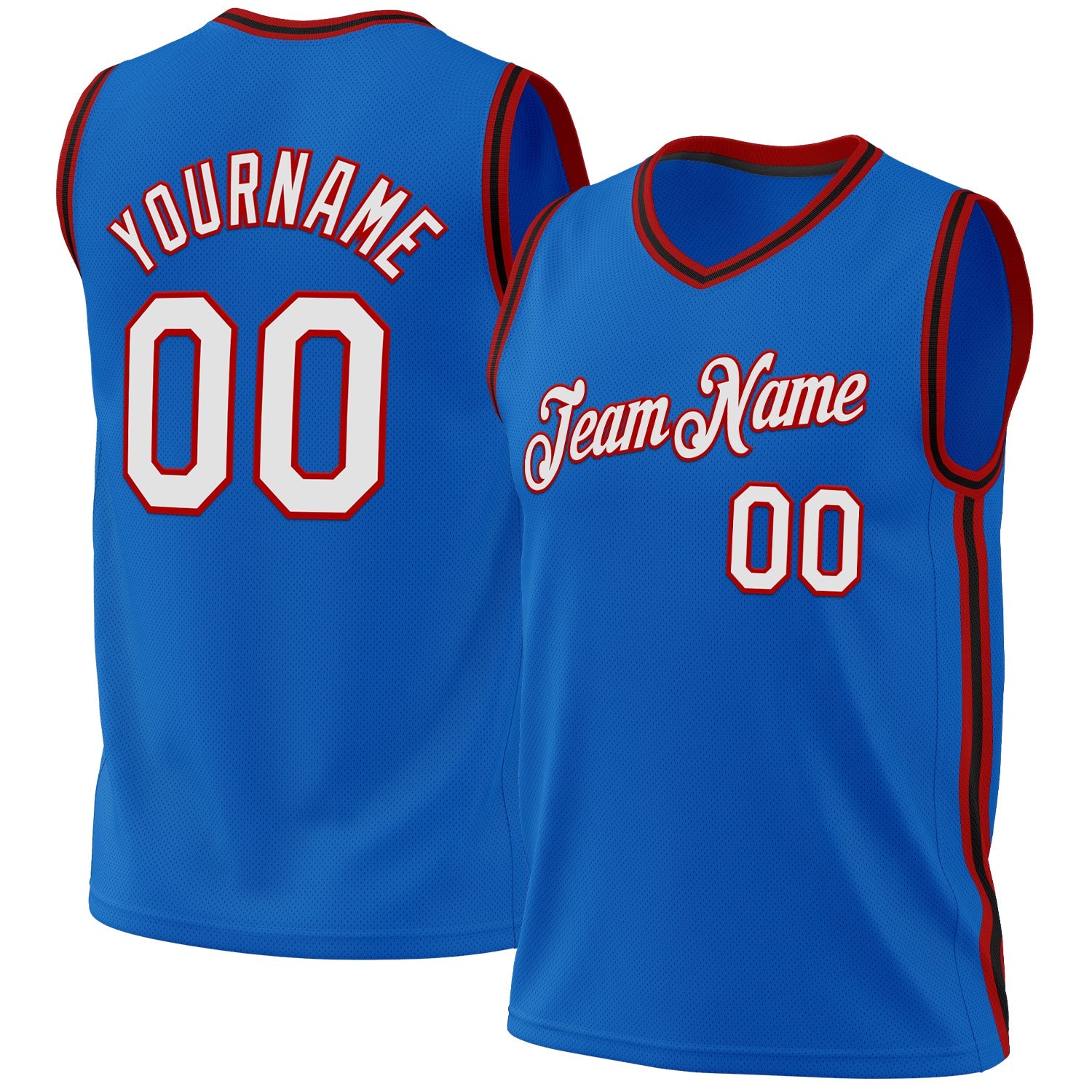 Custom Blue Red-Black Authentic Throwback Basketball Jersey - Main View