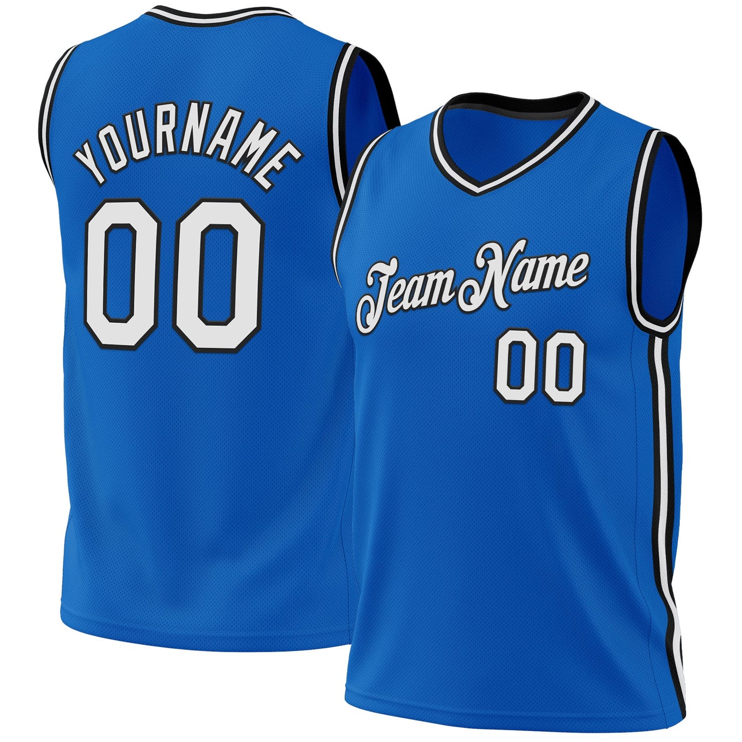 Custom Blue White-Black Authentic Throwback Basketball Jersey - Main View
