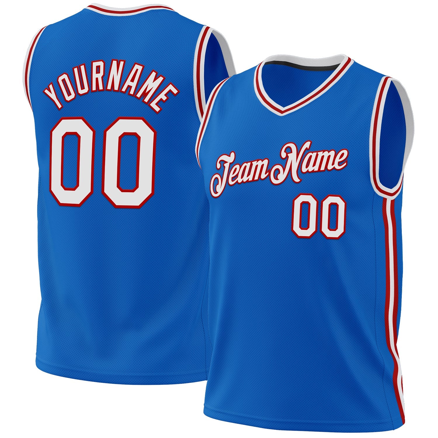 Custom Blue White-Red Authentic Throwback Basketball Jersey - Main View