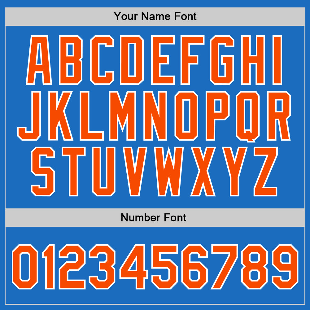 Custom Blue Orange-White Authentic Throwback Basketball Jersey view 4