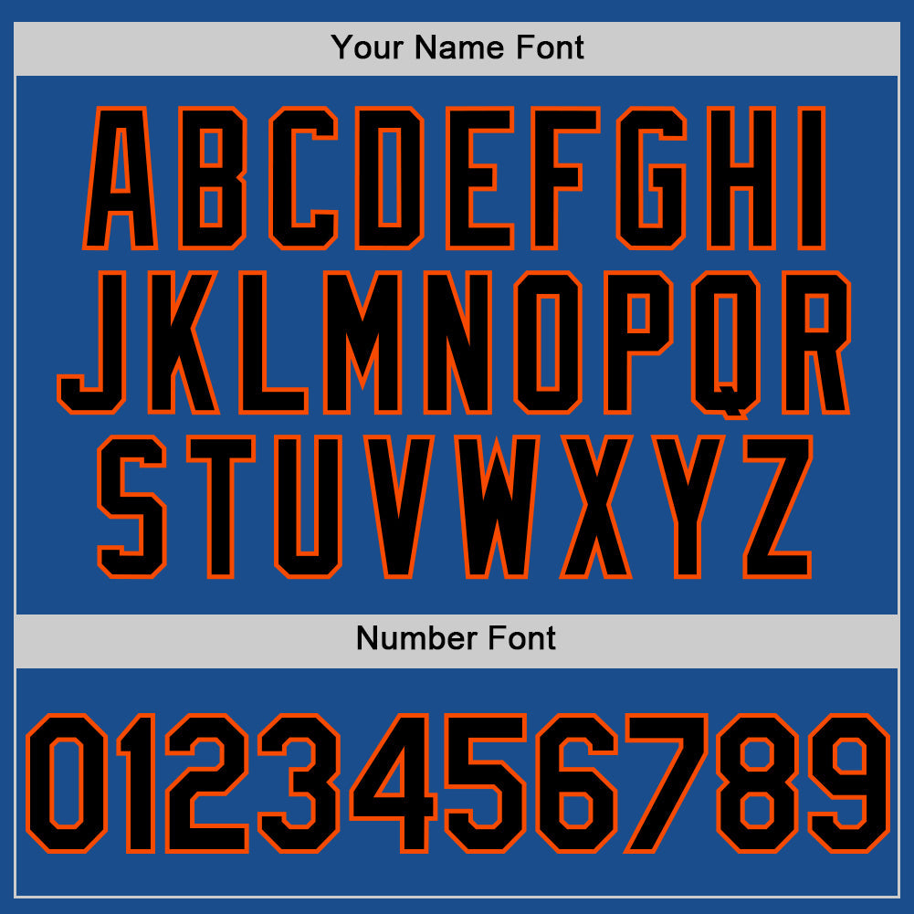 Custom Blue Black-Orange Mesh Authentic Throwback Baseball Jersey view 5