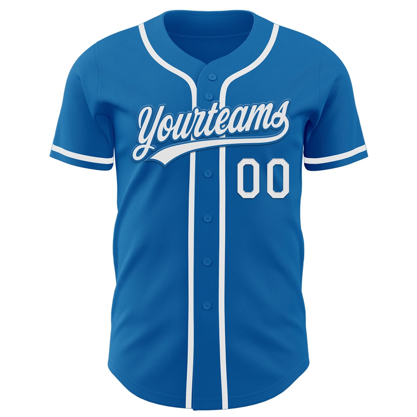 Custom Blue White Authentic Baseball Jersey view 2