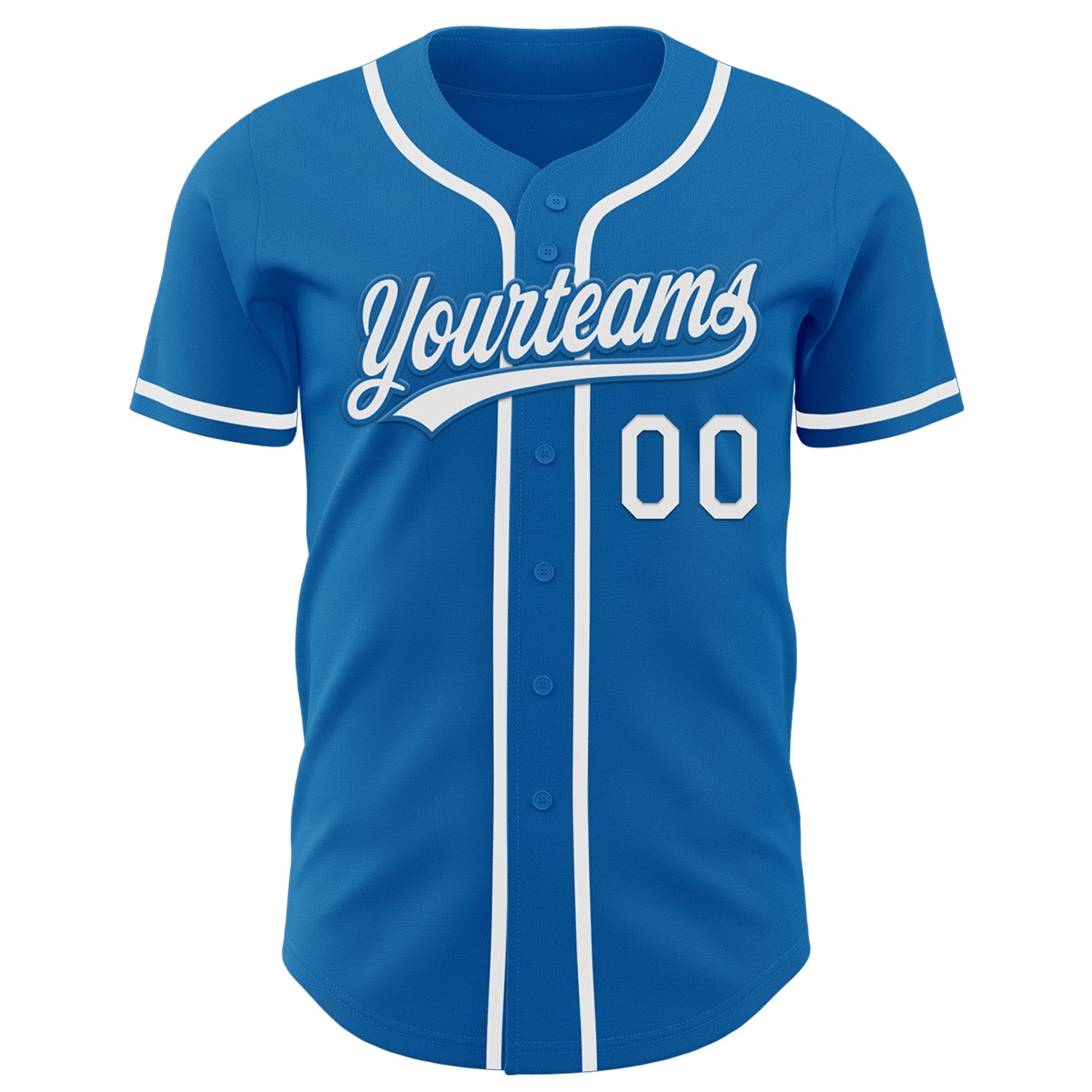 Custom Blue White Authentic Baseball Jersey view 2