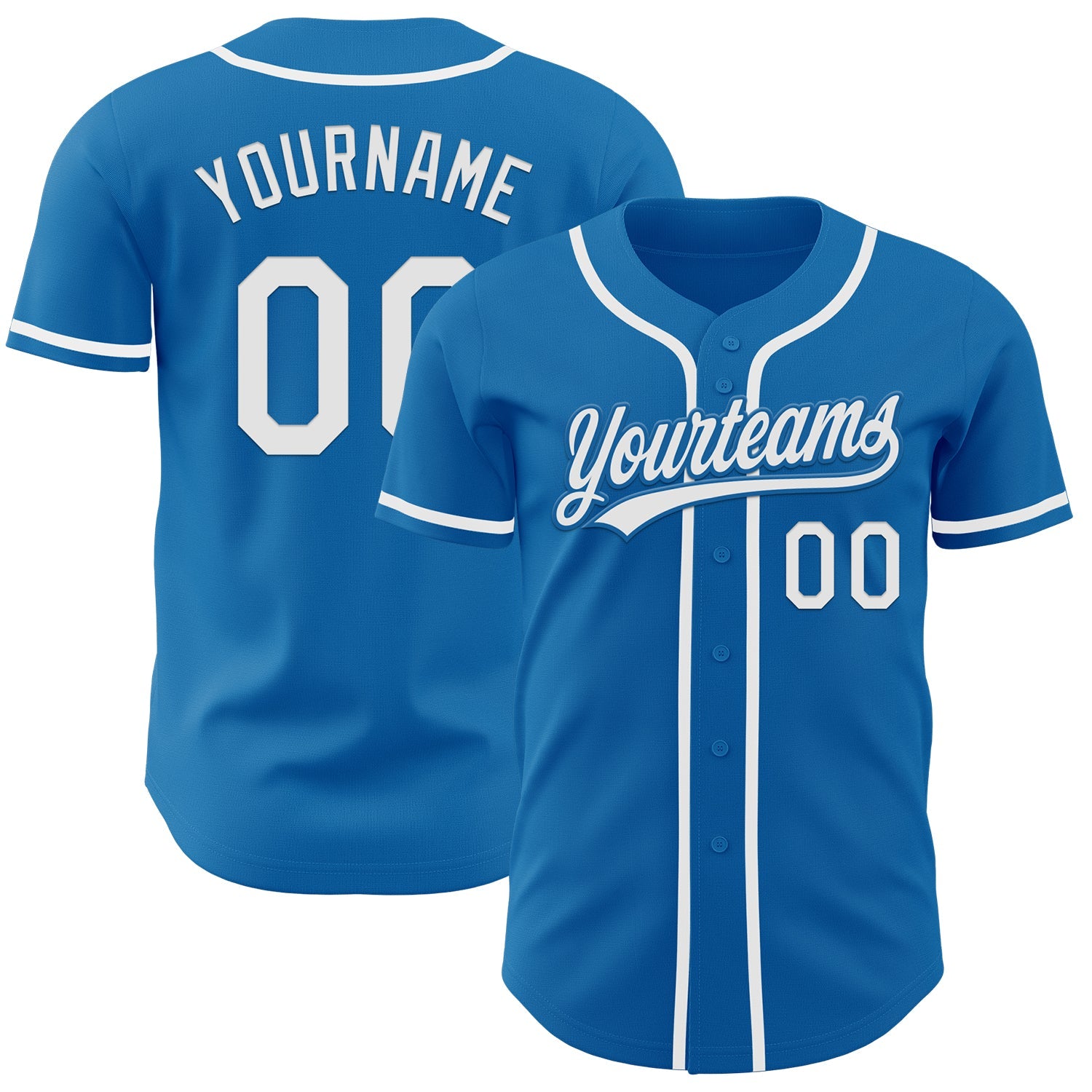 Custom Blue White Authentic Baseball Jersey - Main View