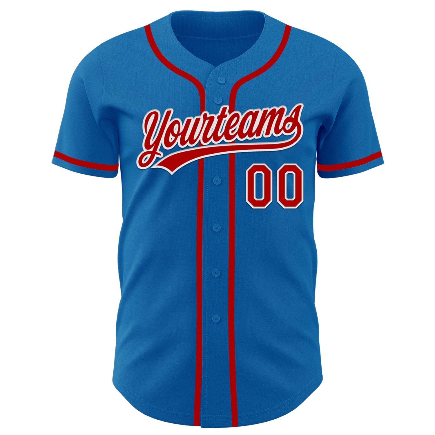 Custom Blue Red-White Authentic Baseball Jersey view 2