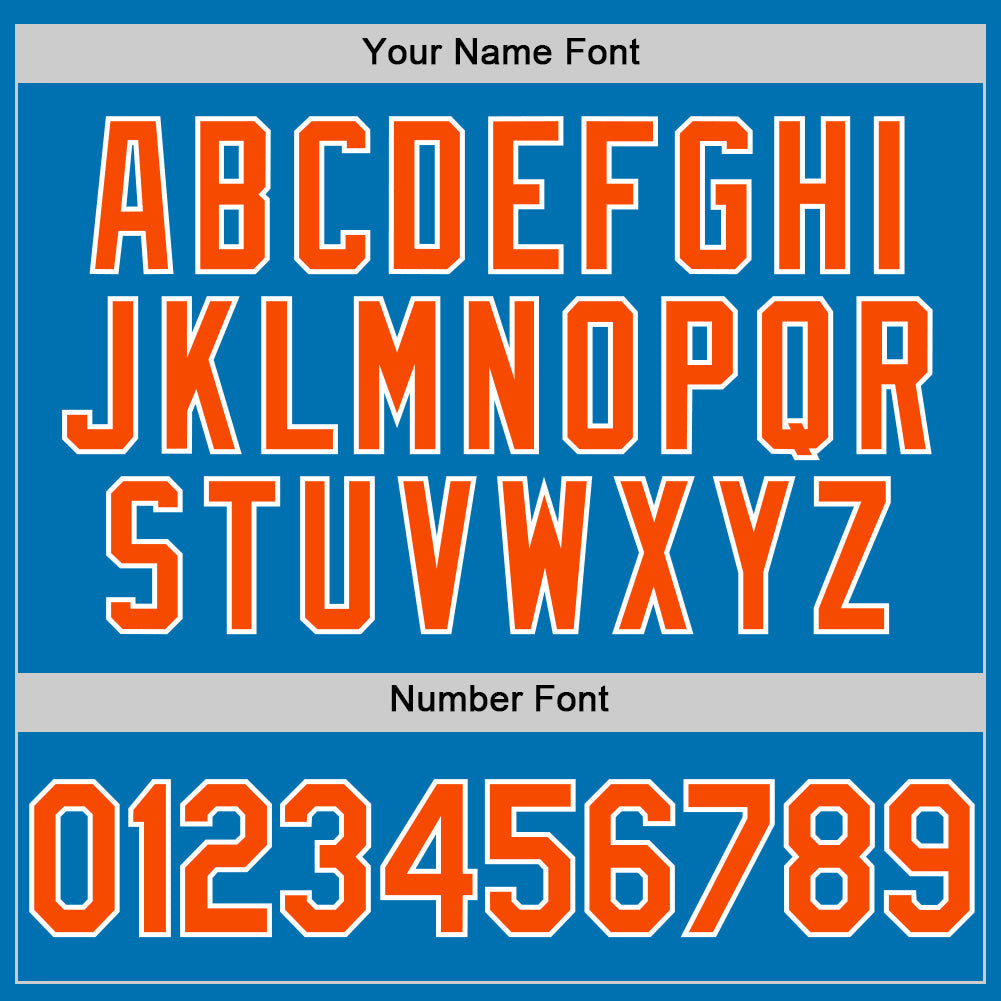 Custom Blue Orange-White Authentic Baseball Jersey view 5