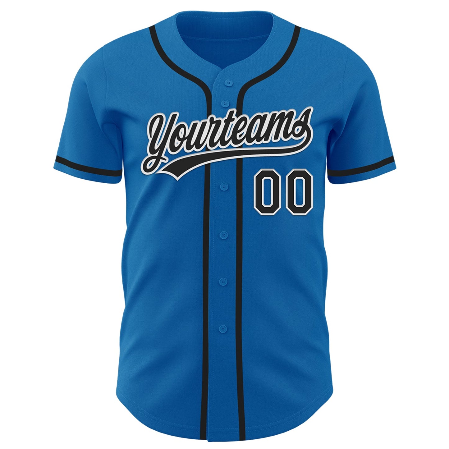 Custom Blue Black-White Authentic Baseball Jersey view 2