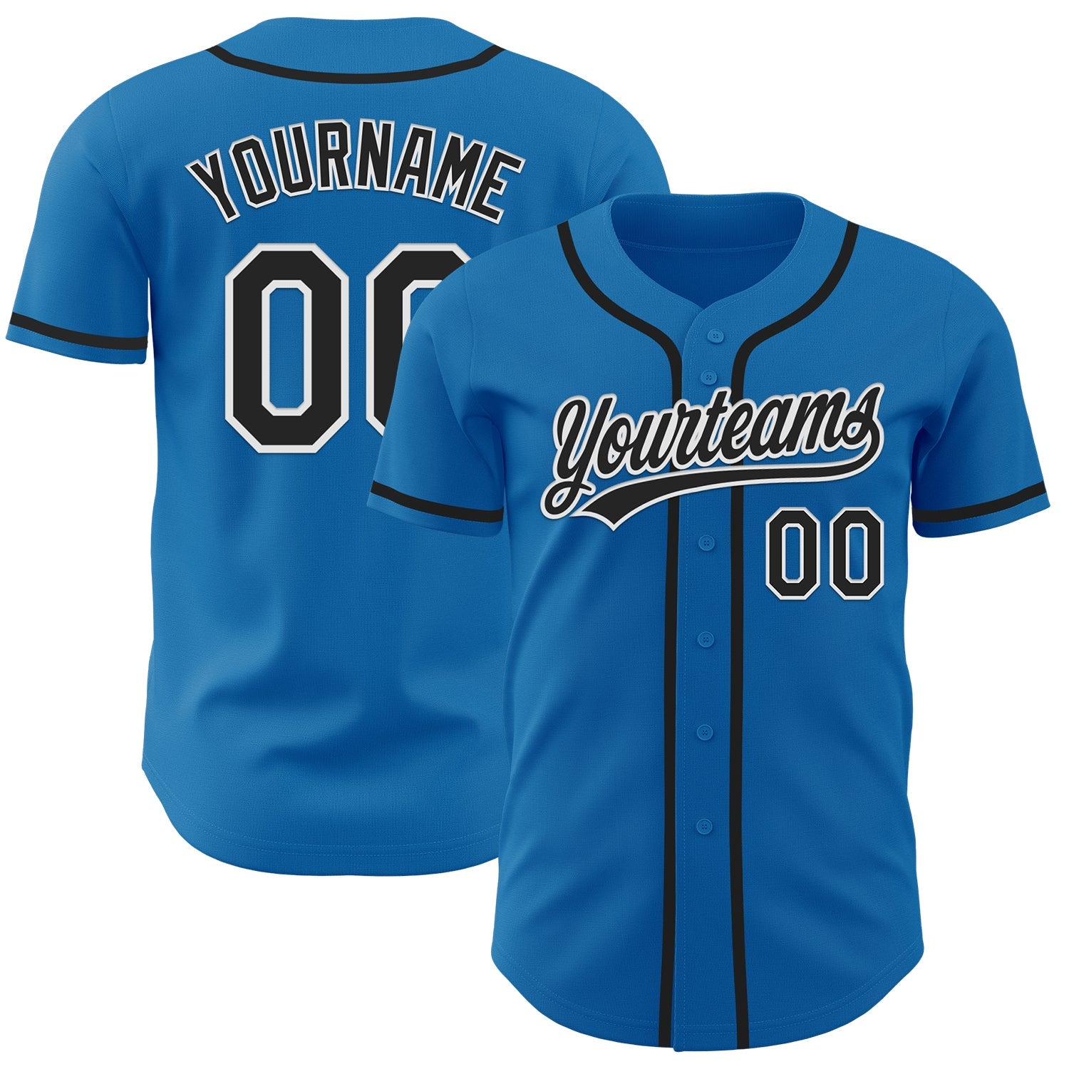 Custom Blue Black-White Authentic Baseball Jersey - Main View