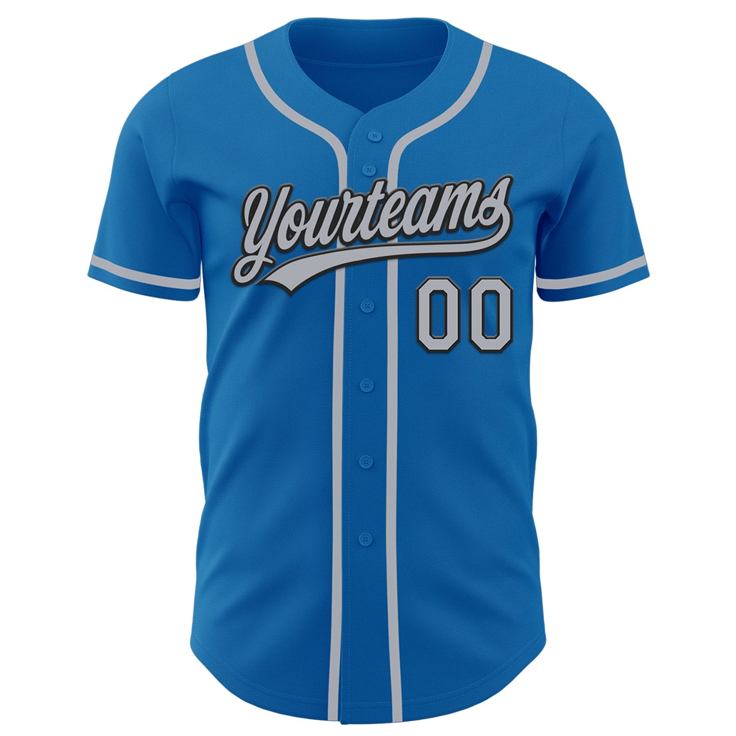 Custom Blue Gray-Black Authentic Baseball Jersey view 2