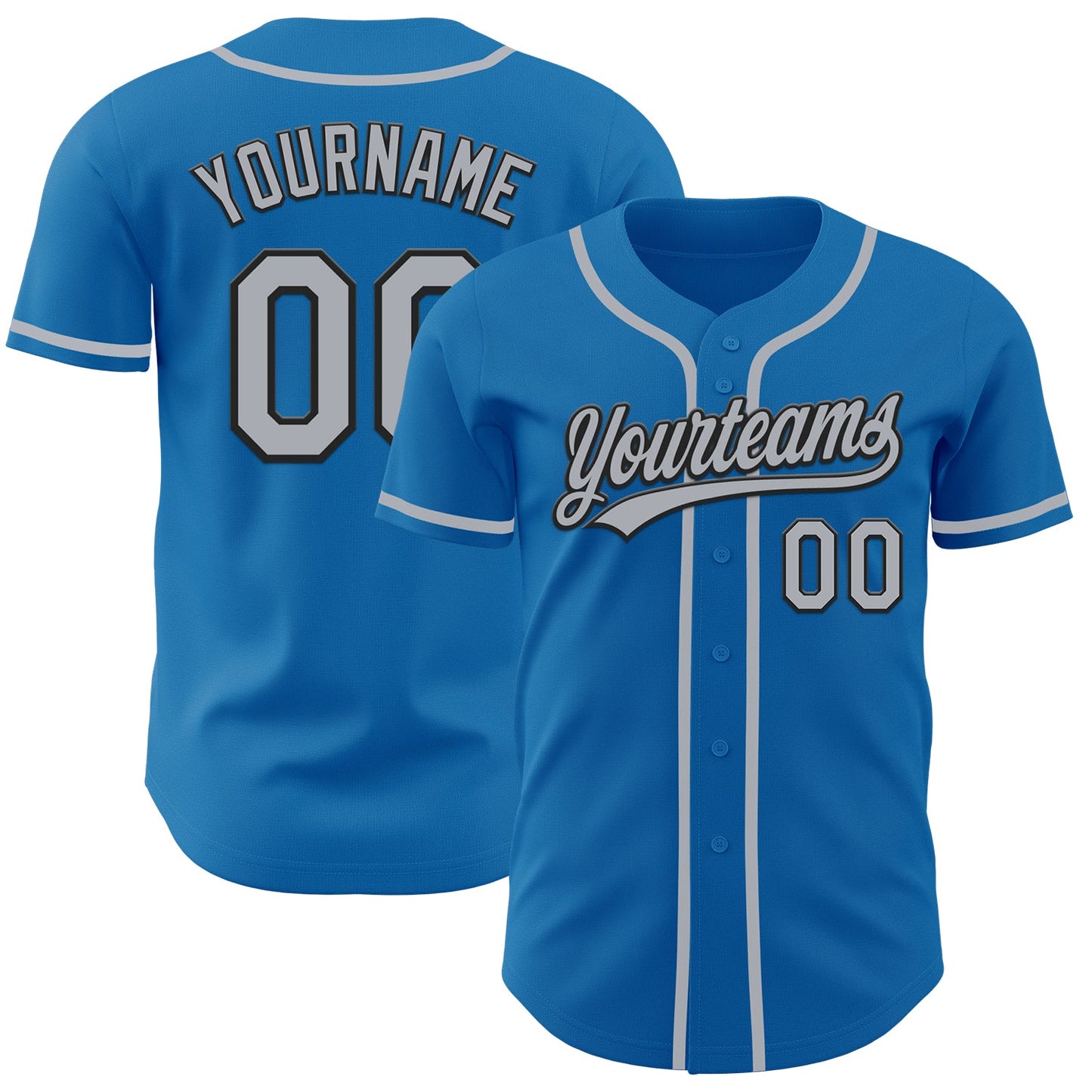 Custom Blue Gray-Black Authentic Baseball Jersey - Main View