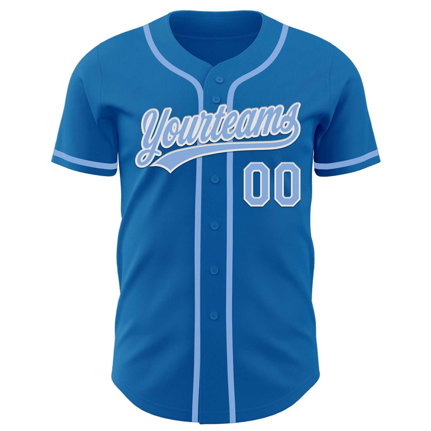 Custom Blue Light Blue-White Authentic Baseball Jersey view 2