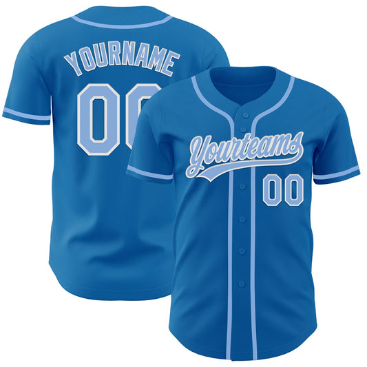 Custom Blue Light Blue-White Authentic Baseball Jersey - Main View