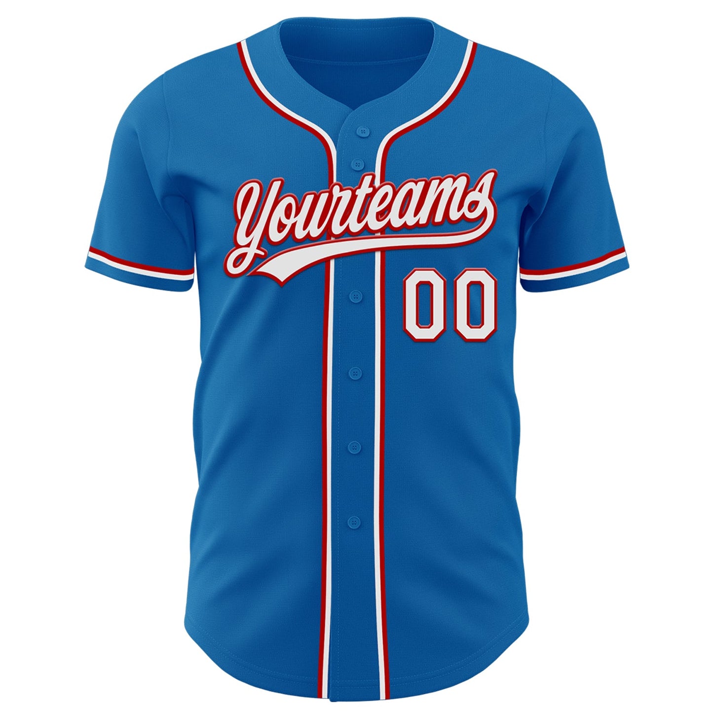 Custom Blue White-Red Authentic Baseball Jersey view 2