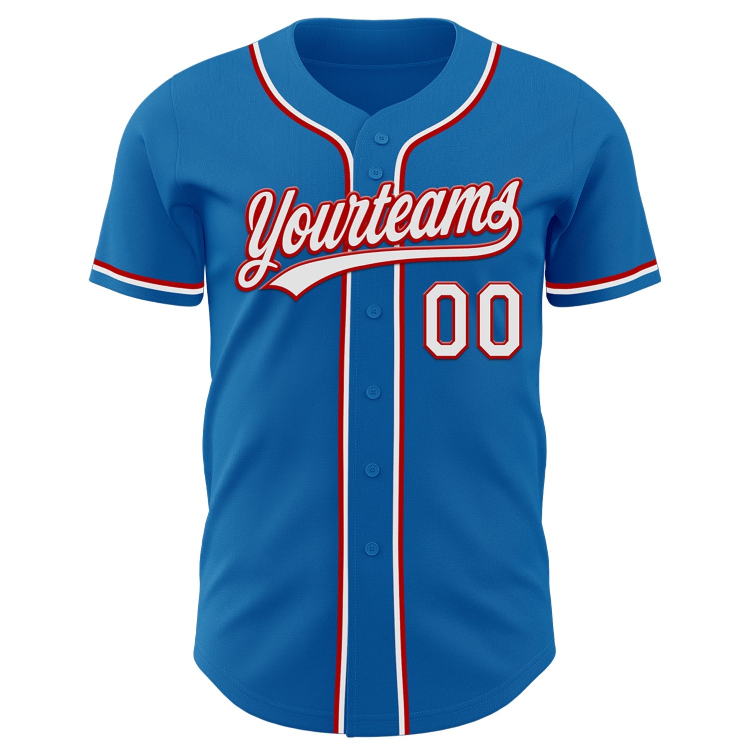 Custom Blue White-Red Authentic Baseball Jersey view 2