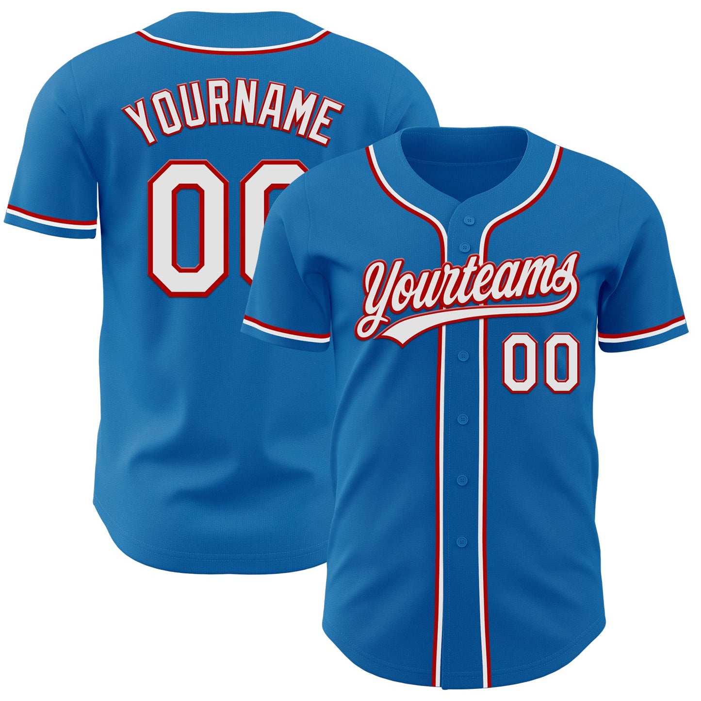 Custom Blue White-Red Authentic Baseball Jersey - Main View