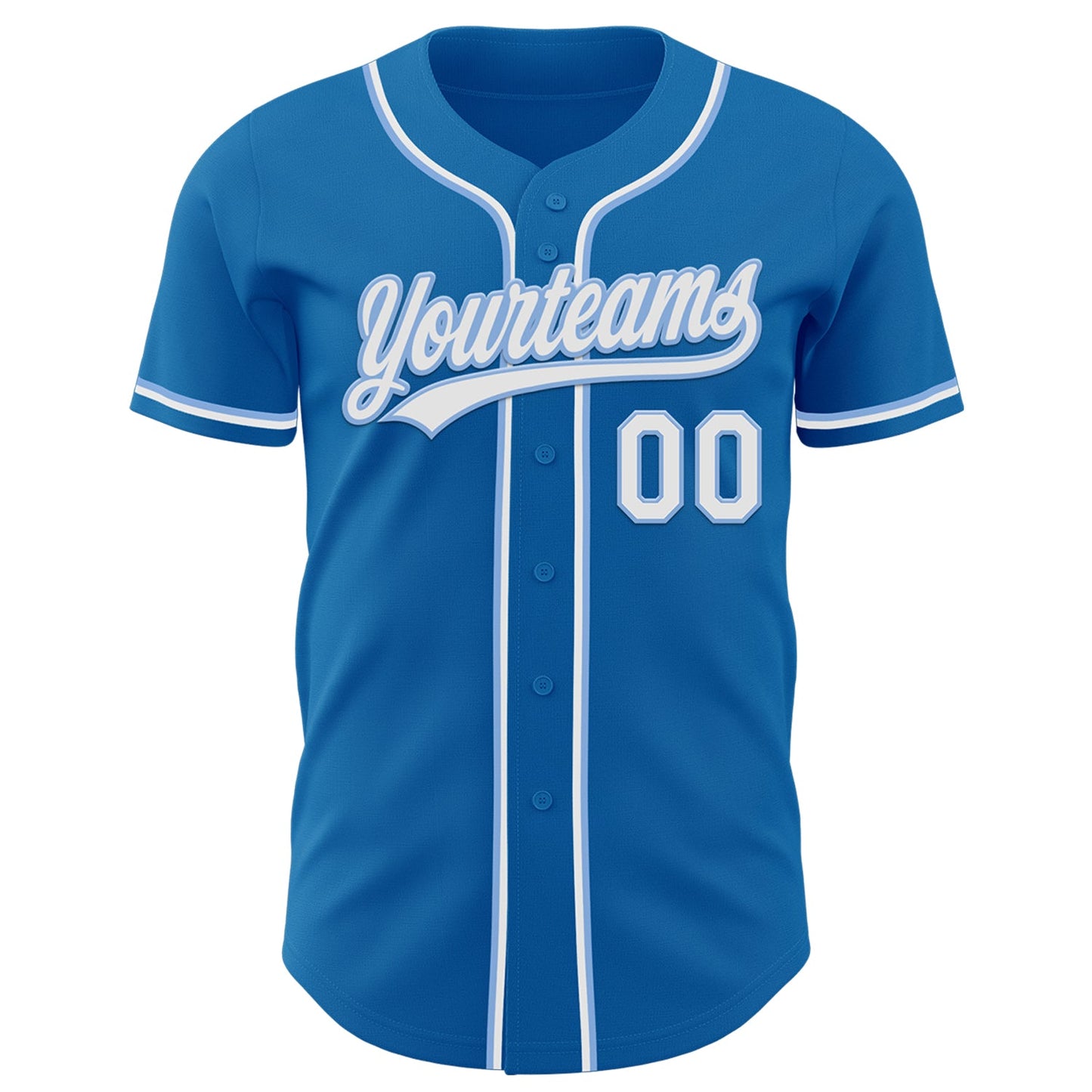 Custom Blue White-Light Blue Authentic Baseball Jersey view 2