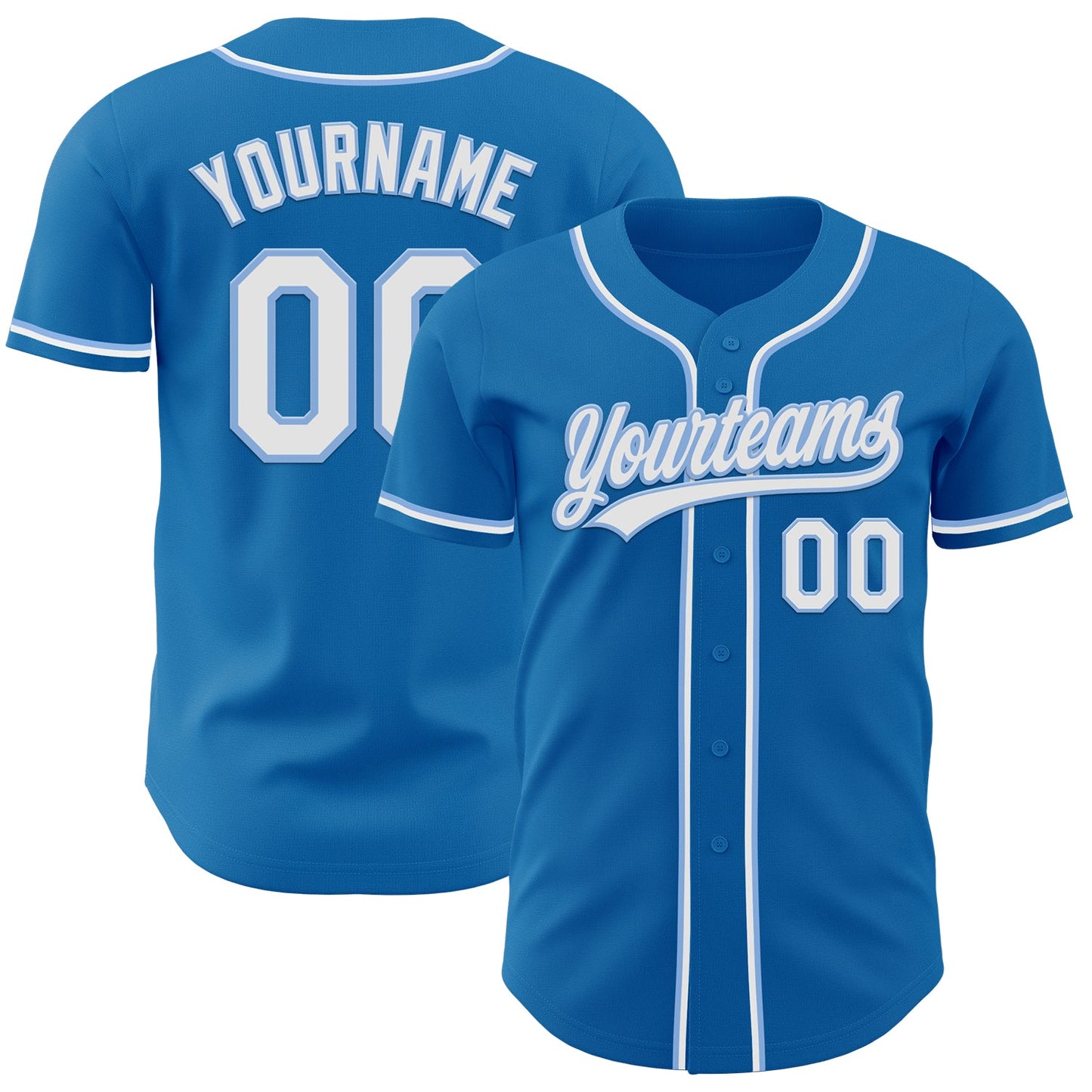 Custom Blue White-Light Blue Authentic Baseball Jersey - Main View